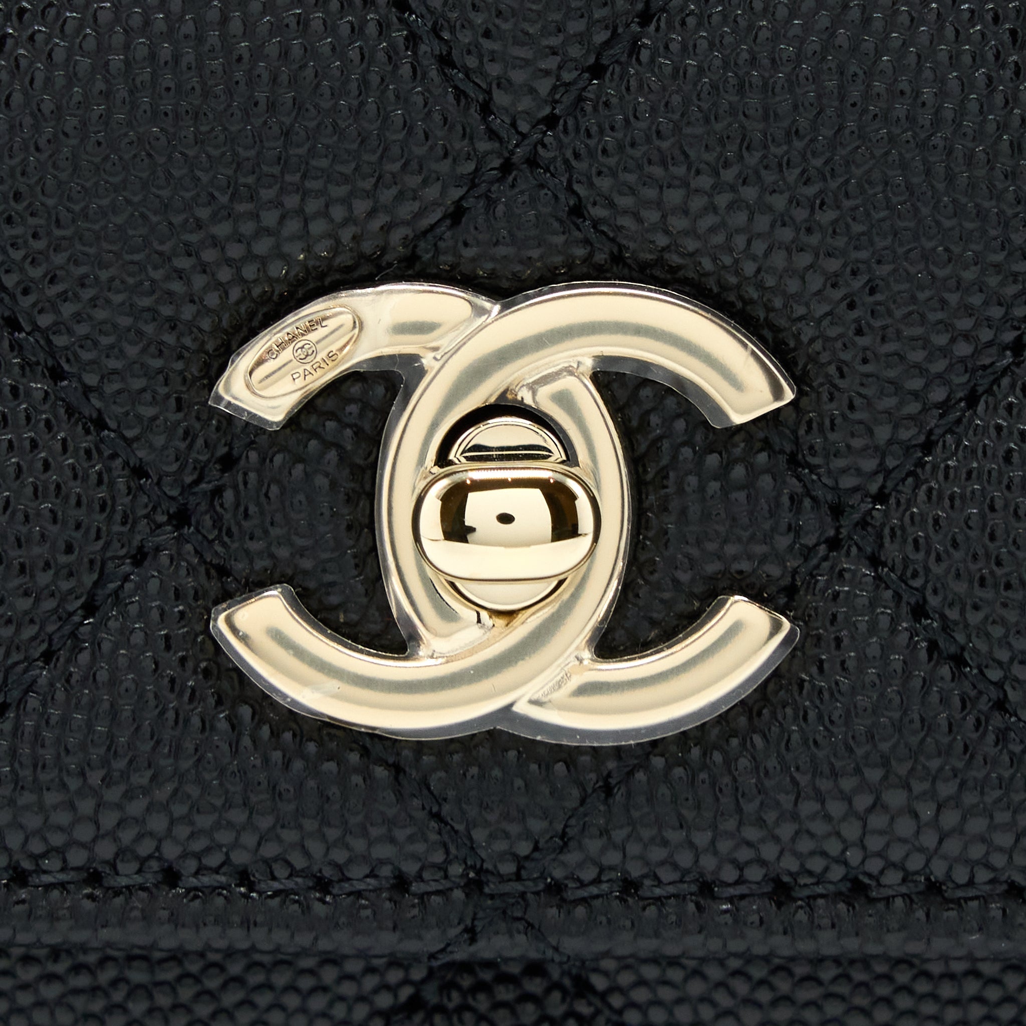 Chanel Small Coco Handle Flap Bag Caviar Black L (Microchip)
