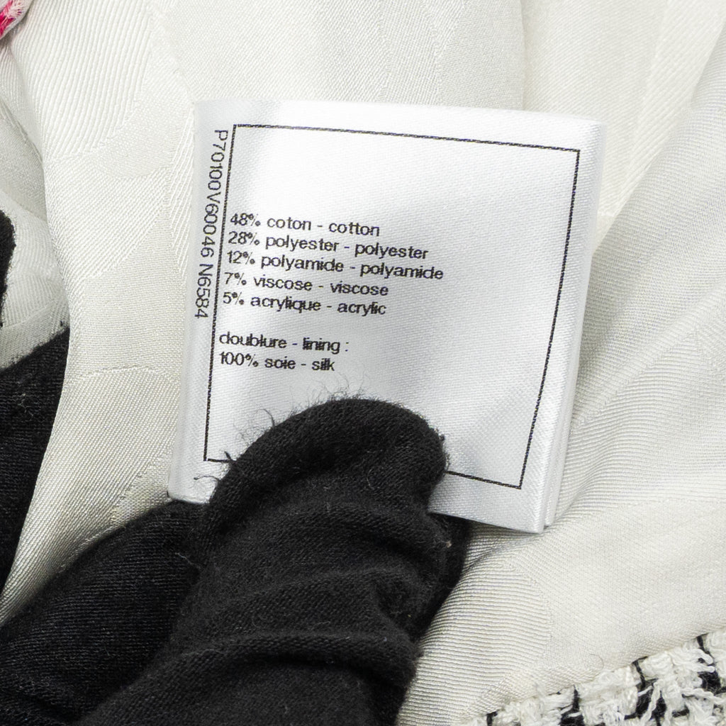 Chanel size 34 21P Tweed dress cotton/polyester white/black
