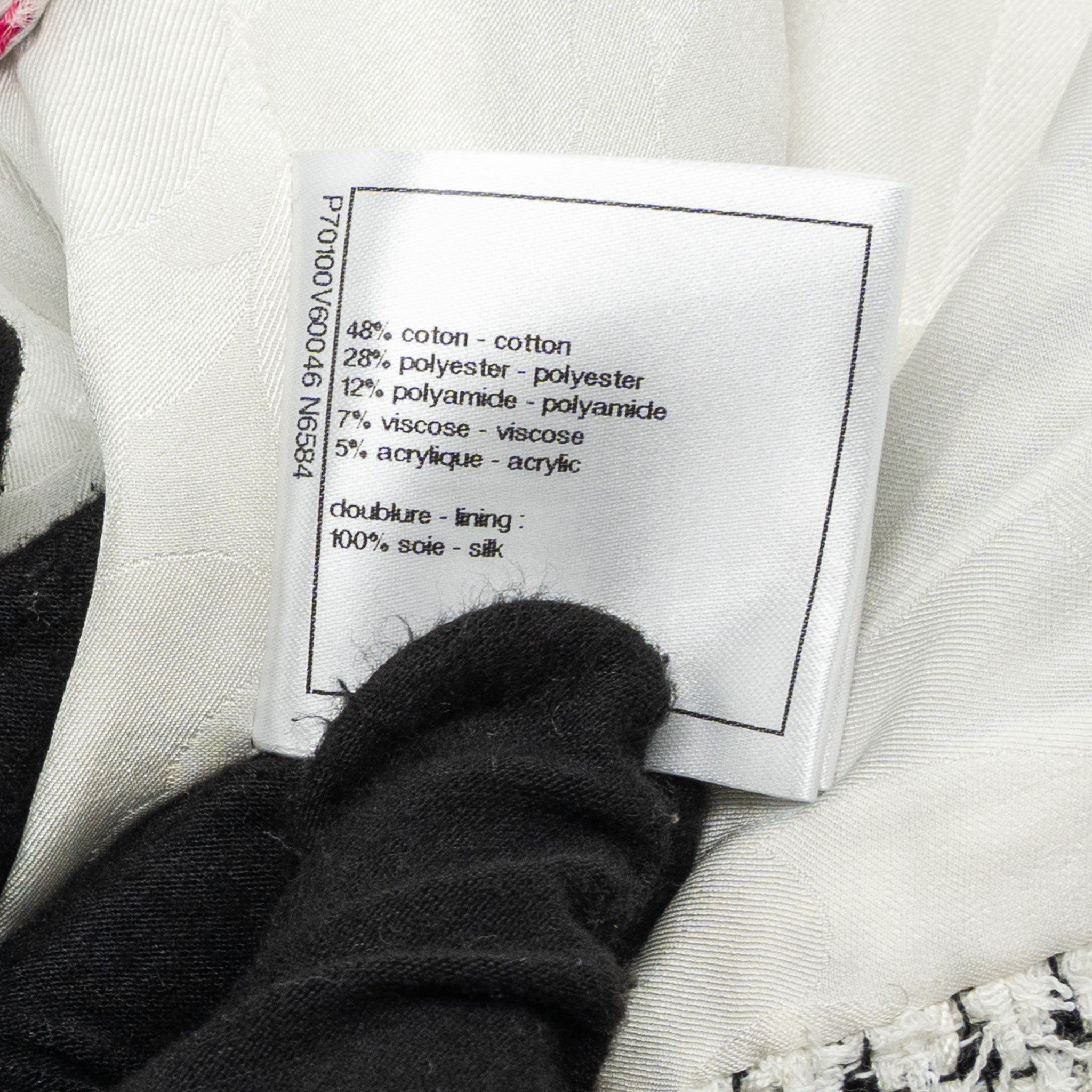 Chanel size 34 21P Tweed dress cotton/polyester white/black