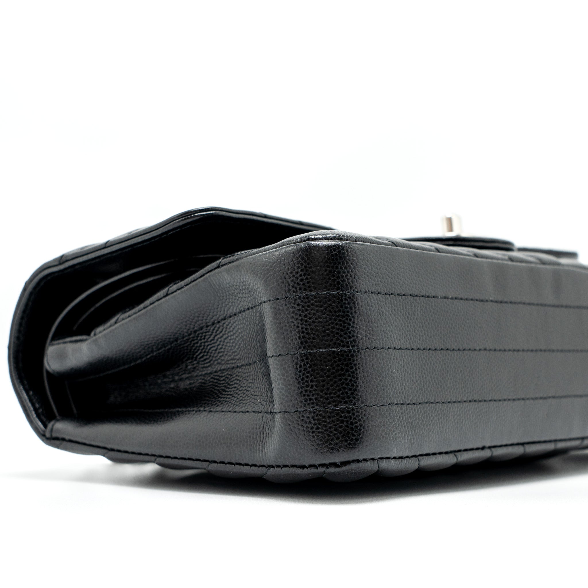 Chanel Medium Classic Double Flap Bag Chevron Caviar Black