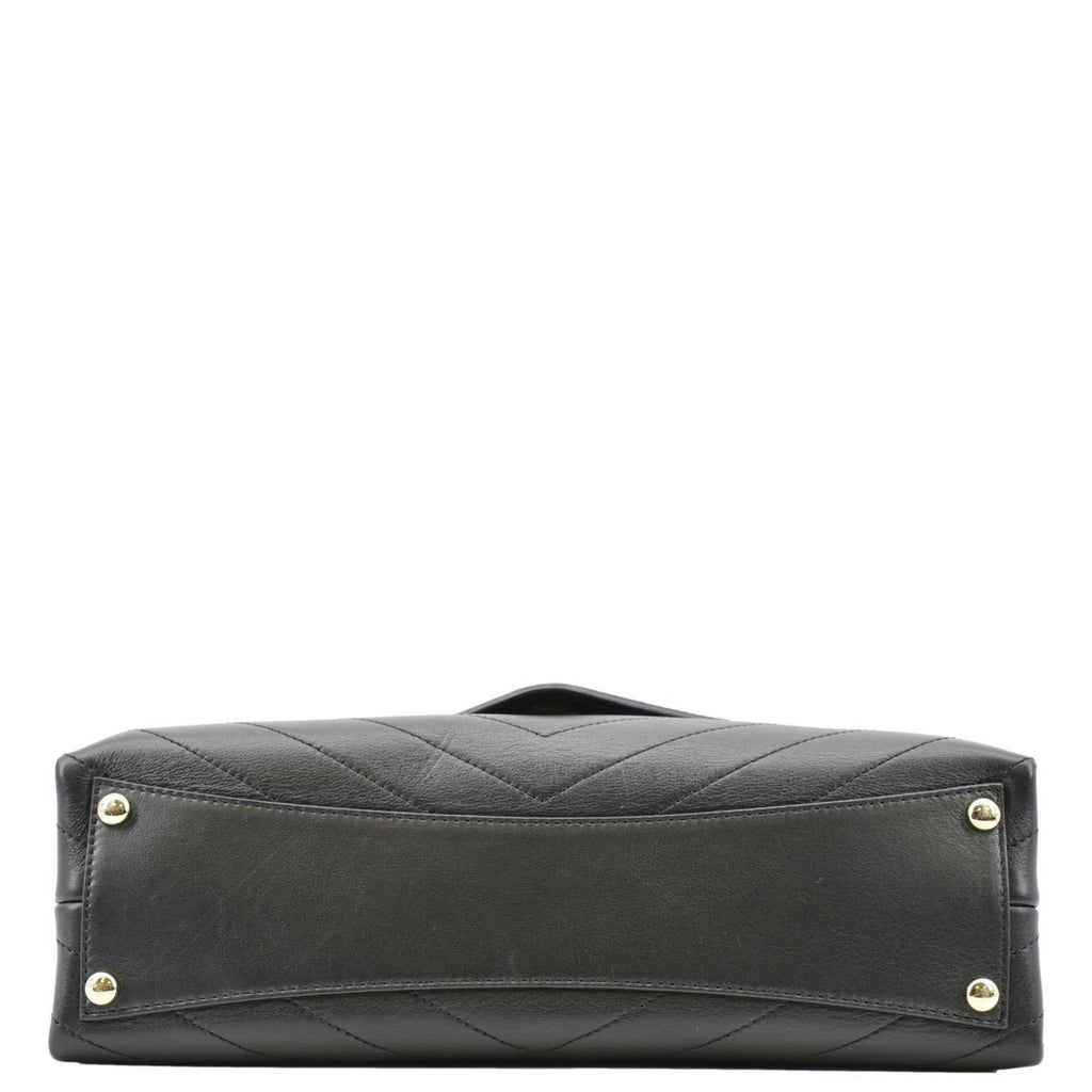 CHANEL Coco Flap Chevron  Stitched Leather Shoulder Bag Black