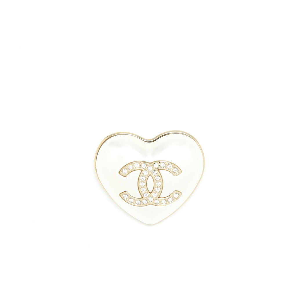 Chanel 21K Ivory Heart Brooch L