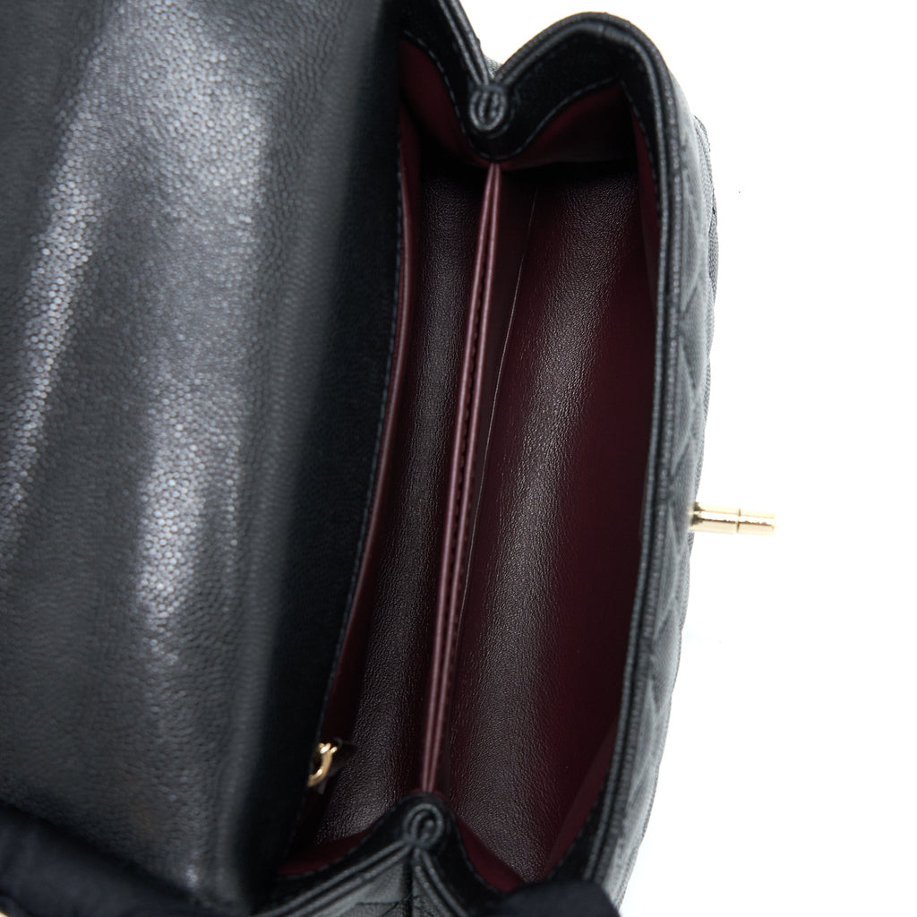 Chanel Small Coco Handle Flap Bag Caviar Black L (Microchip)