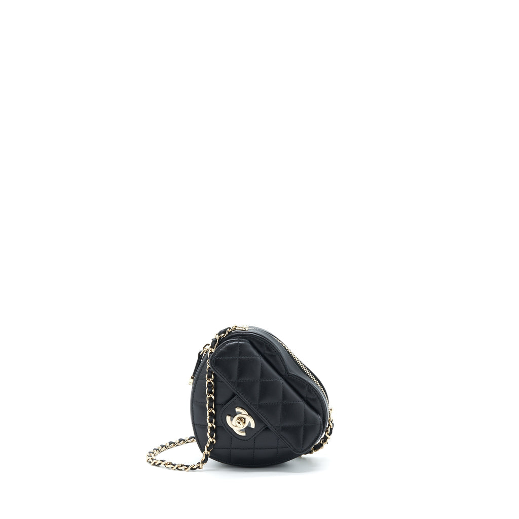 Chanel 22S Small Heart Bag Lambskin Black L