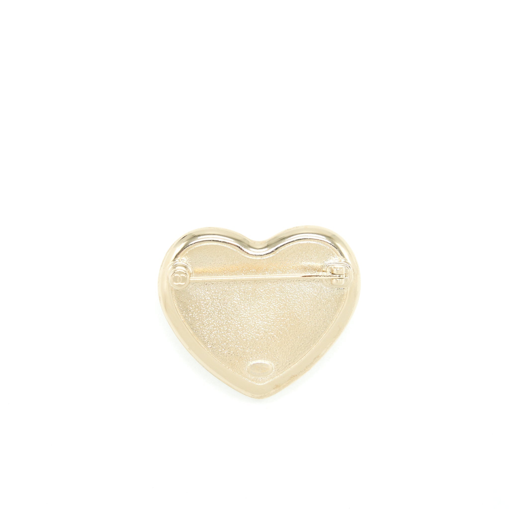 Chanel 21K Ivory Heart Brooch L