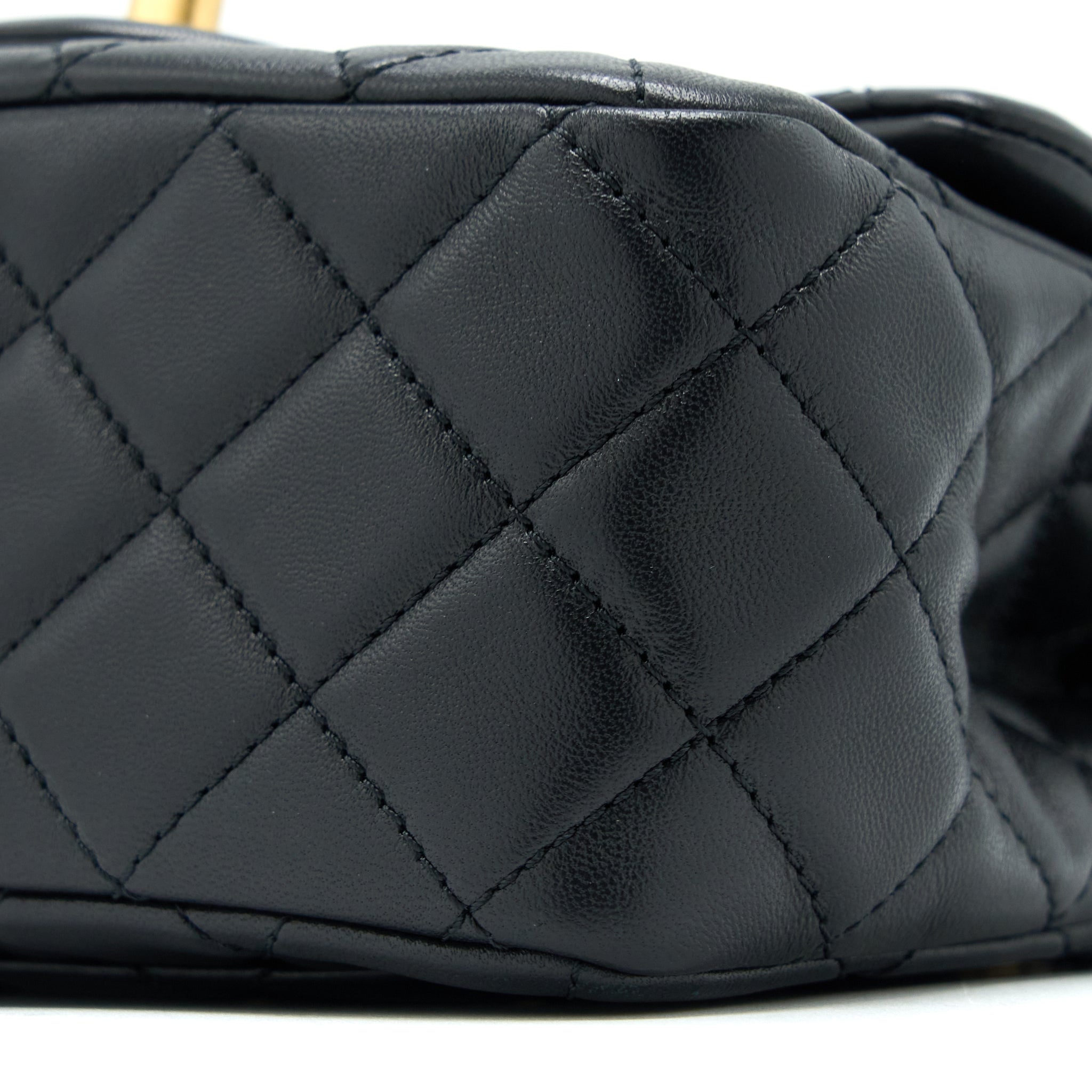 Chanel Pearl Crush Mini Square Lambskin Black Brushed  (Microchip)