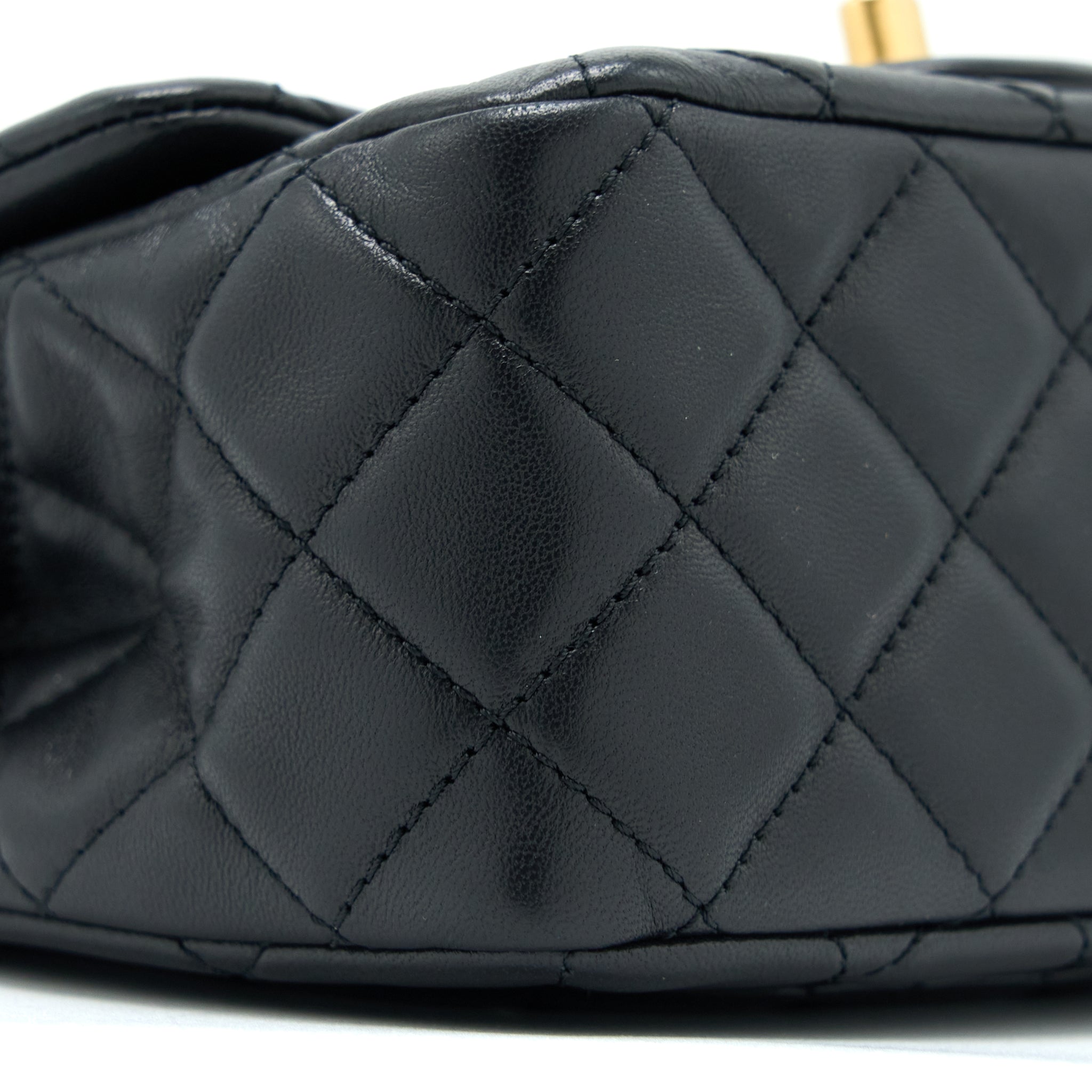 Chanel Pearl Crush Mini Square Lambskin Black Brushed  (Microchip)