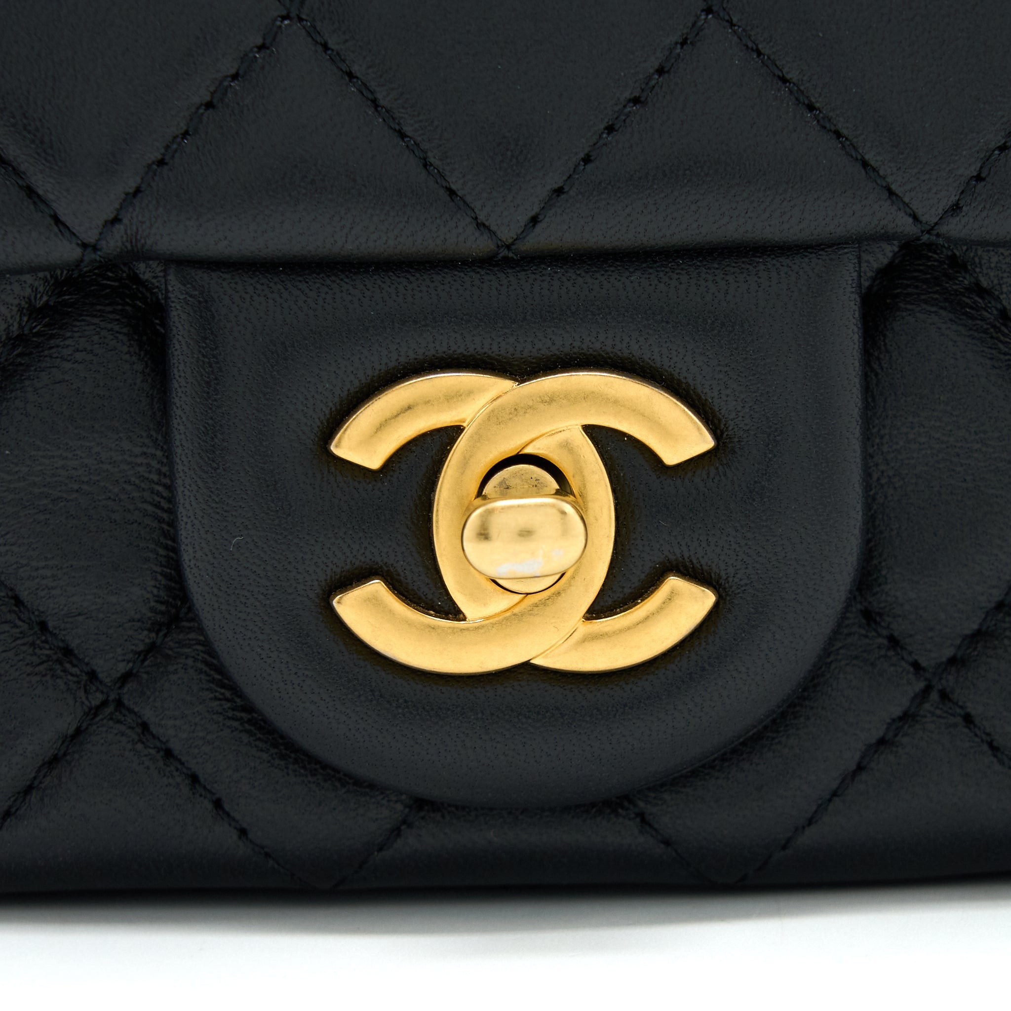 Chanel Pearl Crush Mini Square Lambskin Black Brushed  (Microchip)
