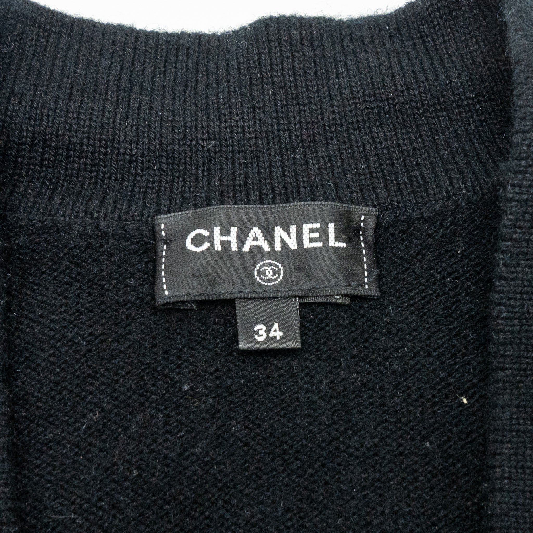 Chanel Size 34 22A Cardigan Cashmere Black