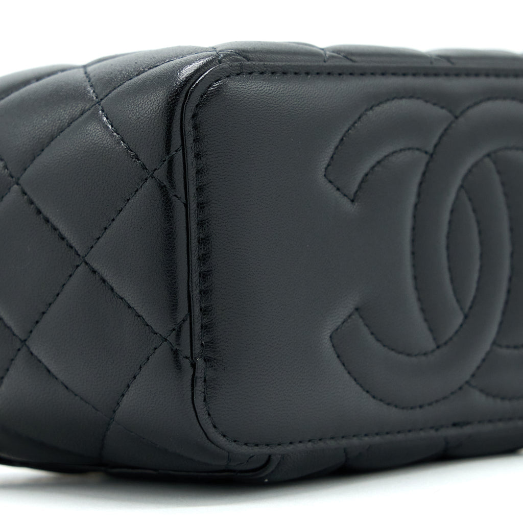 Chanel 22A Top Handle Long Vanity Case Lambskin Black L