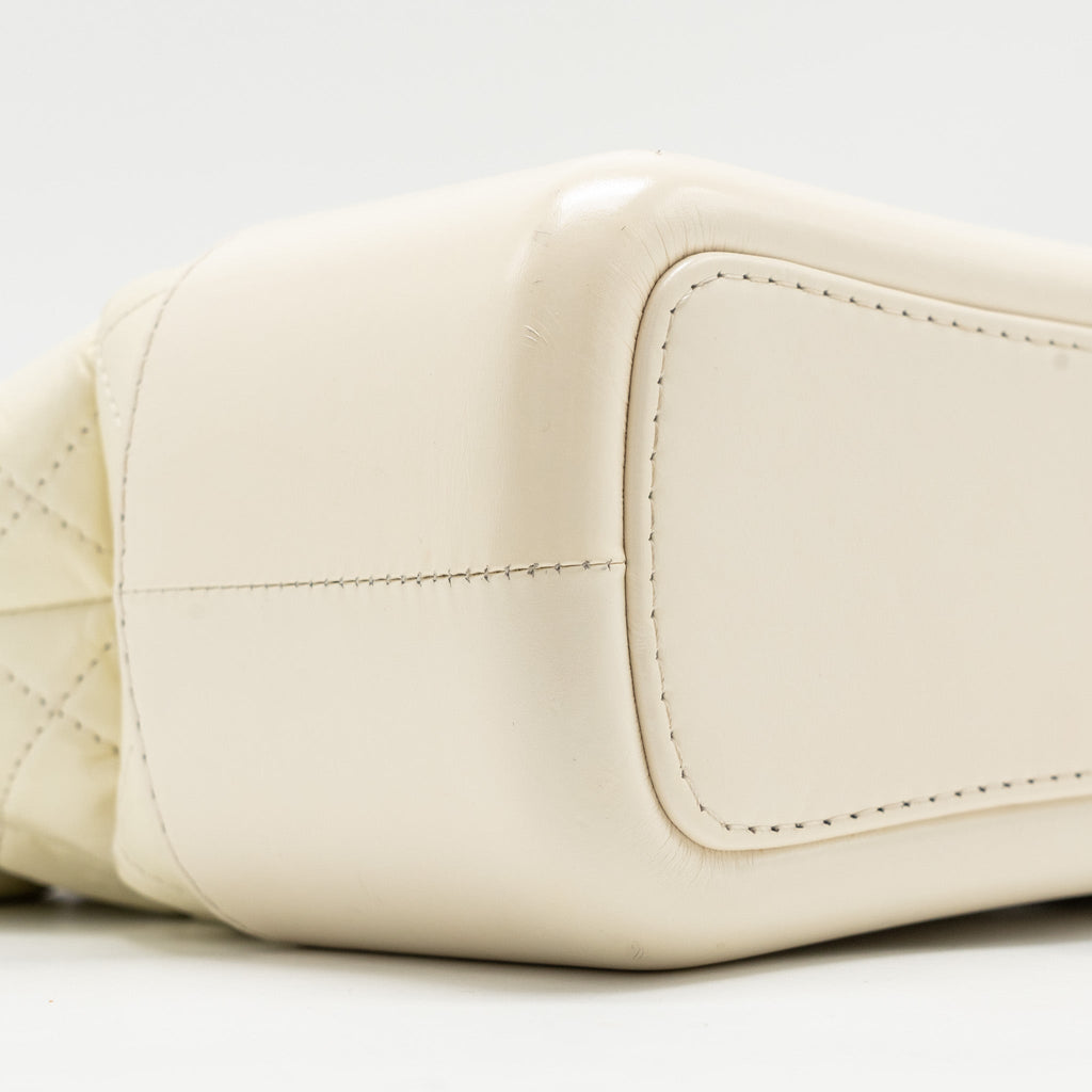 Chanel Large Gabrielle Hobo Bag Aged Calfskin White Multicolour Hardware