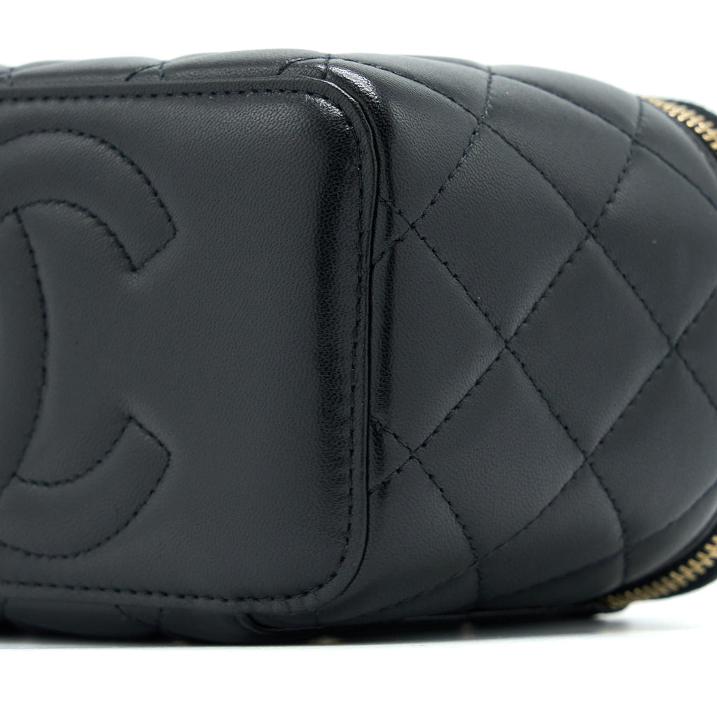 Chanel 22A Top Handle Long Vanity Case Lambskin Black L