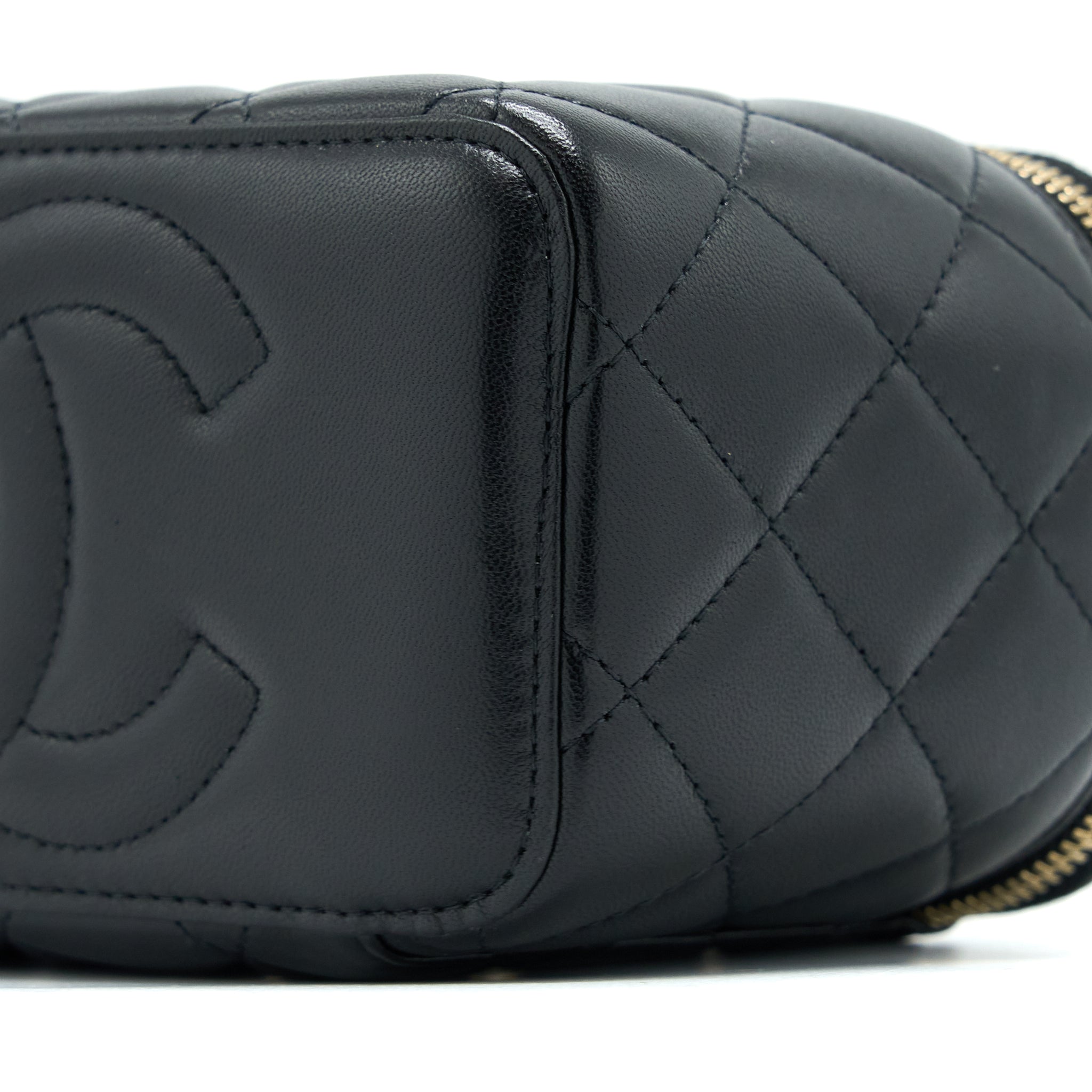 Chanel 22A Top Handle Long Vanity Case Lambskin Black L
