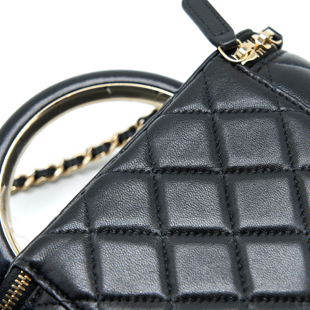 Chanel 22A Top Handle Long Vanity Case Lambskin Black L