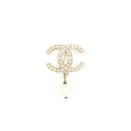 Chanel Pearl CC Logo With Drop Pearl Brooch L