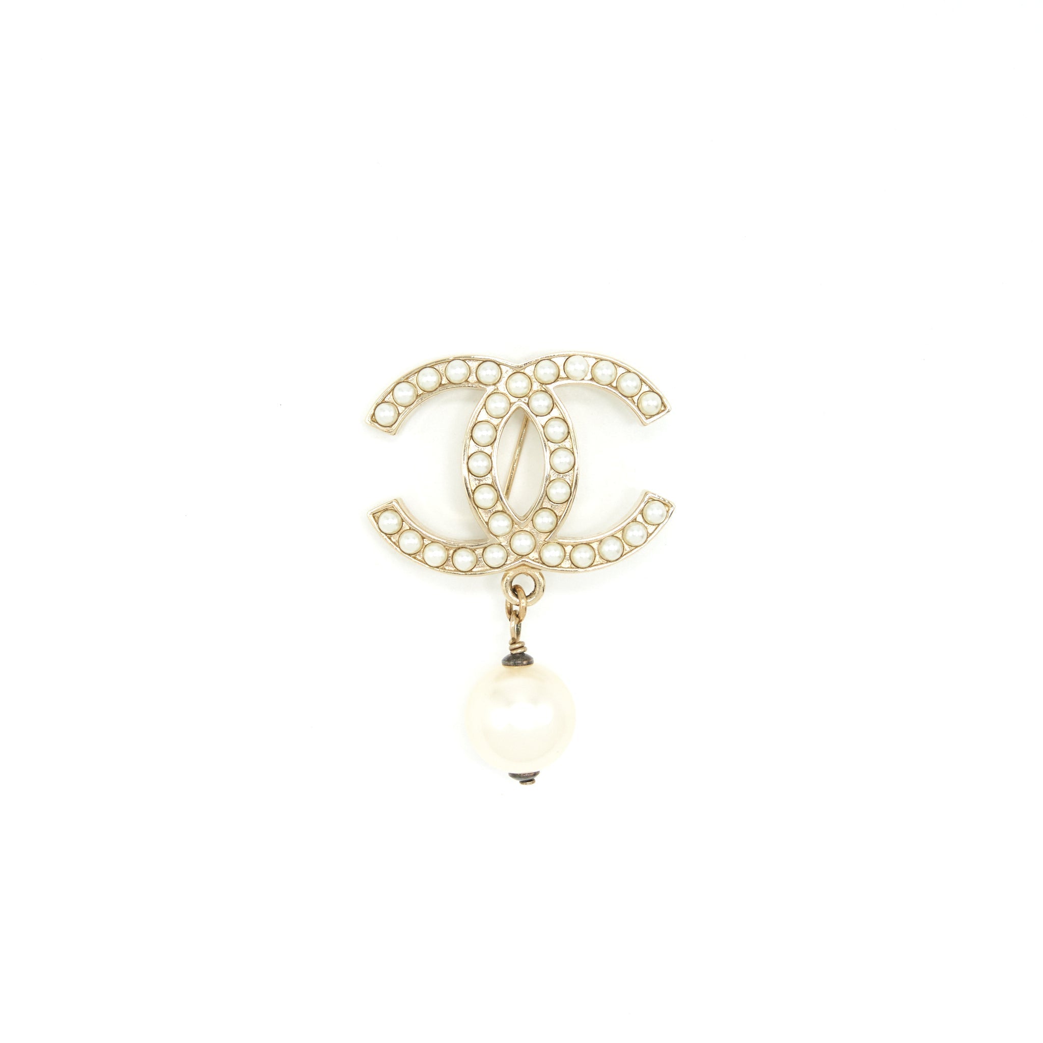 Chanel Pearl CC Logo With Drop Pearl Brooch L