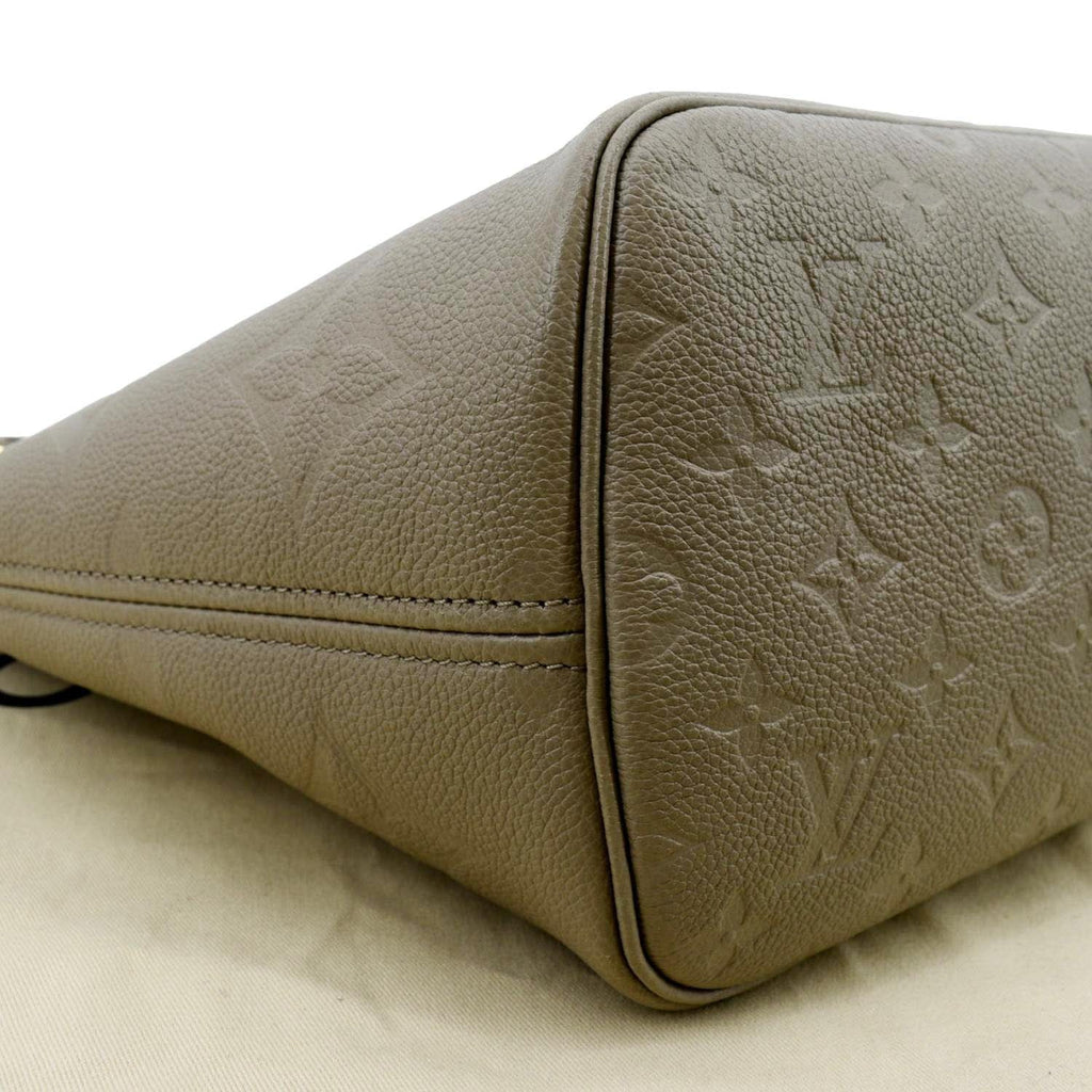 LOUIS VUITTON Neverfull MM Monogram Empreinte Tote Bag Tourterelle