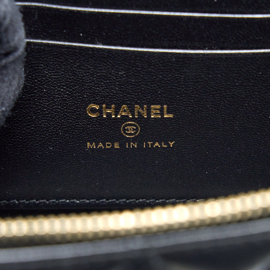 Chanel 22A Top Handle Long Vanity Case Lambskin Black L