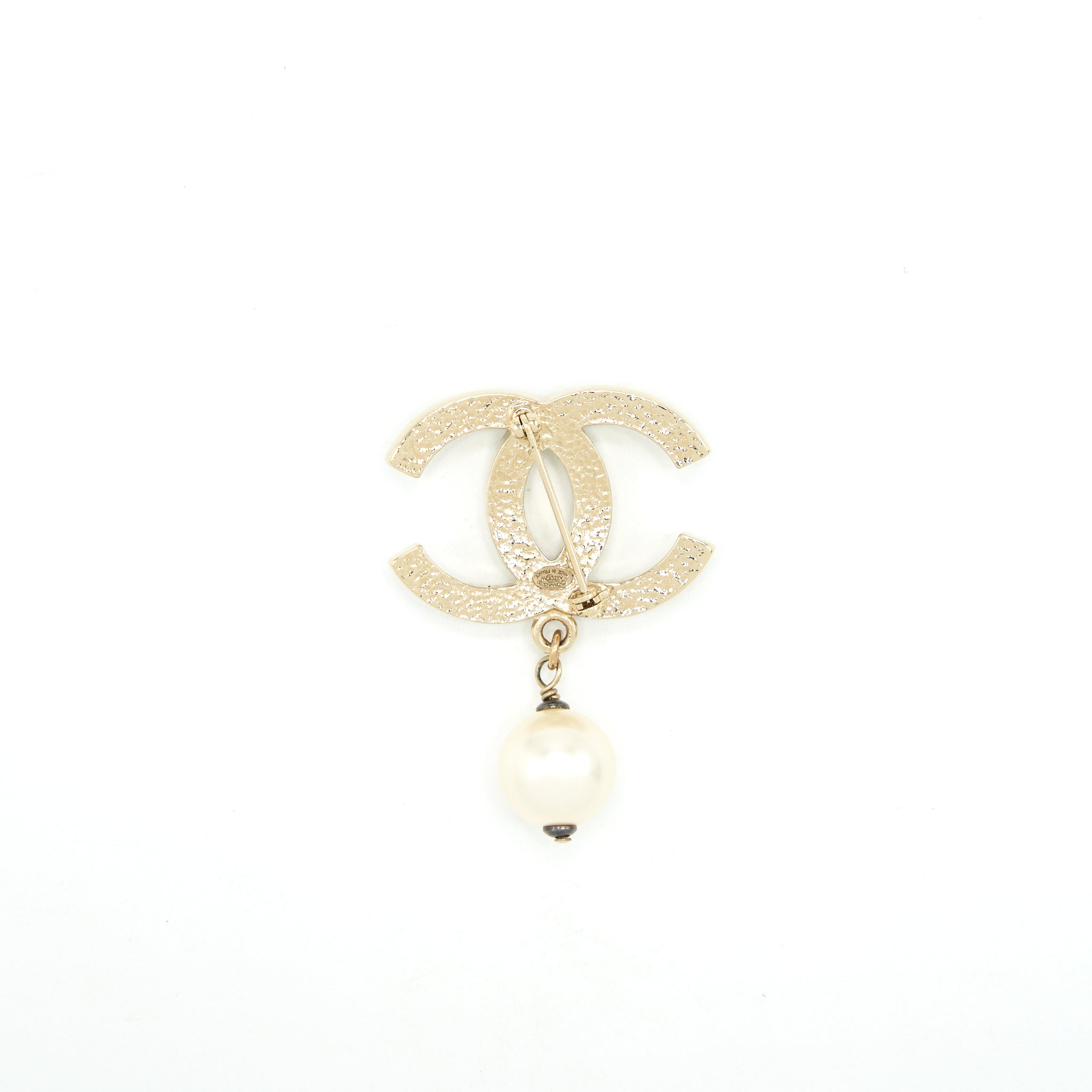 Chanel Pearl CC Logo With Drop Pearl Brooch L