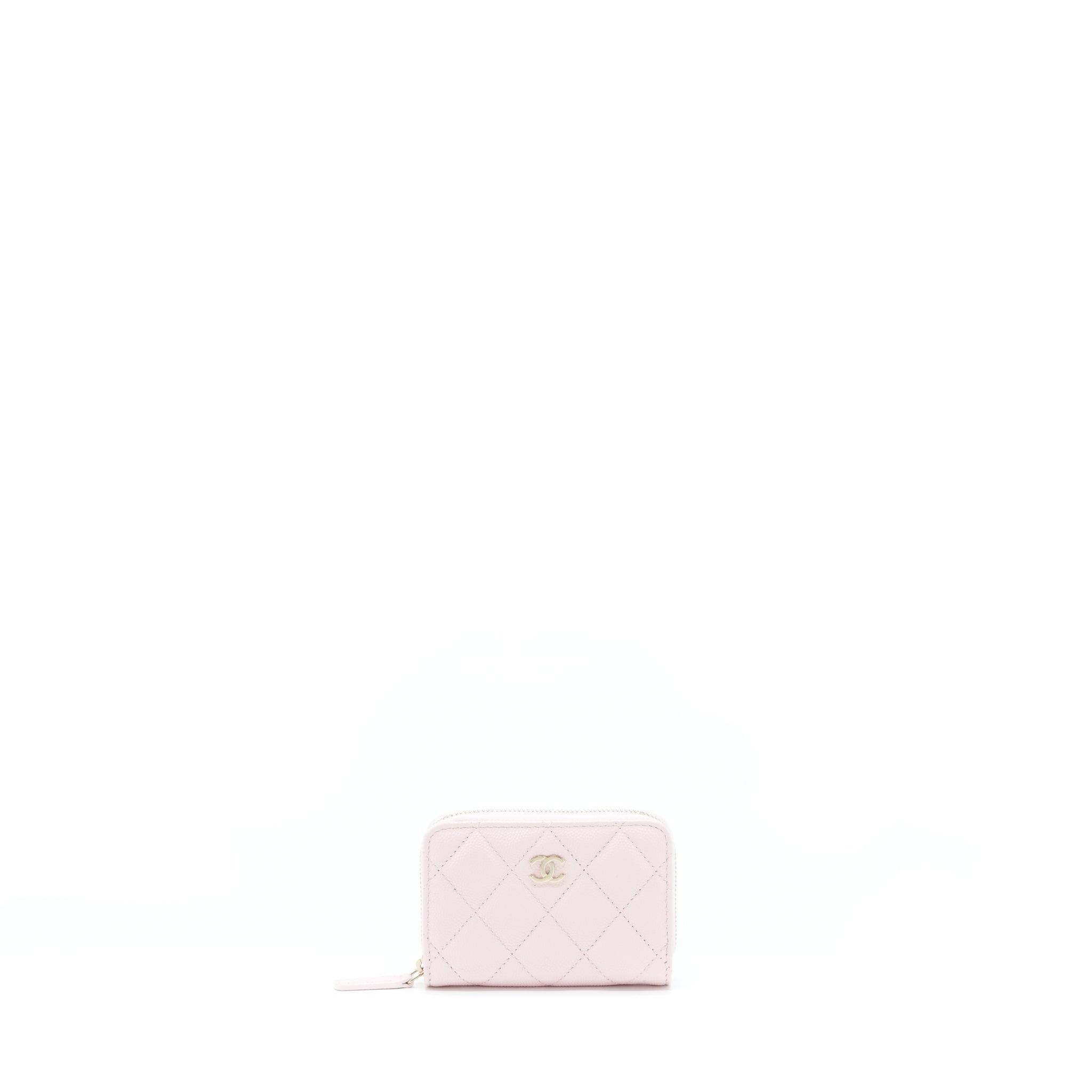Chanel Zip Card Holder Caviar Light Pink L