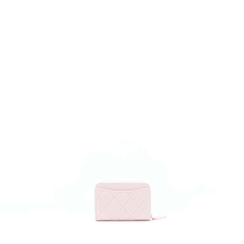 Chanel Zip Card Holder Caviar Light Pink L