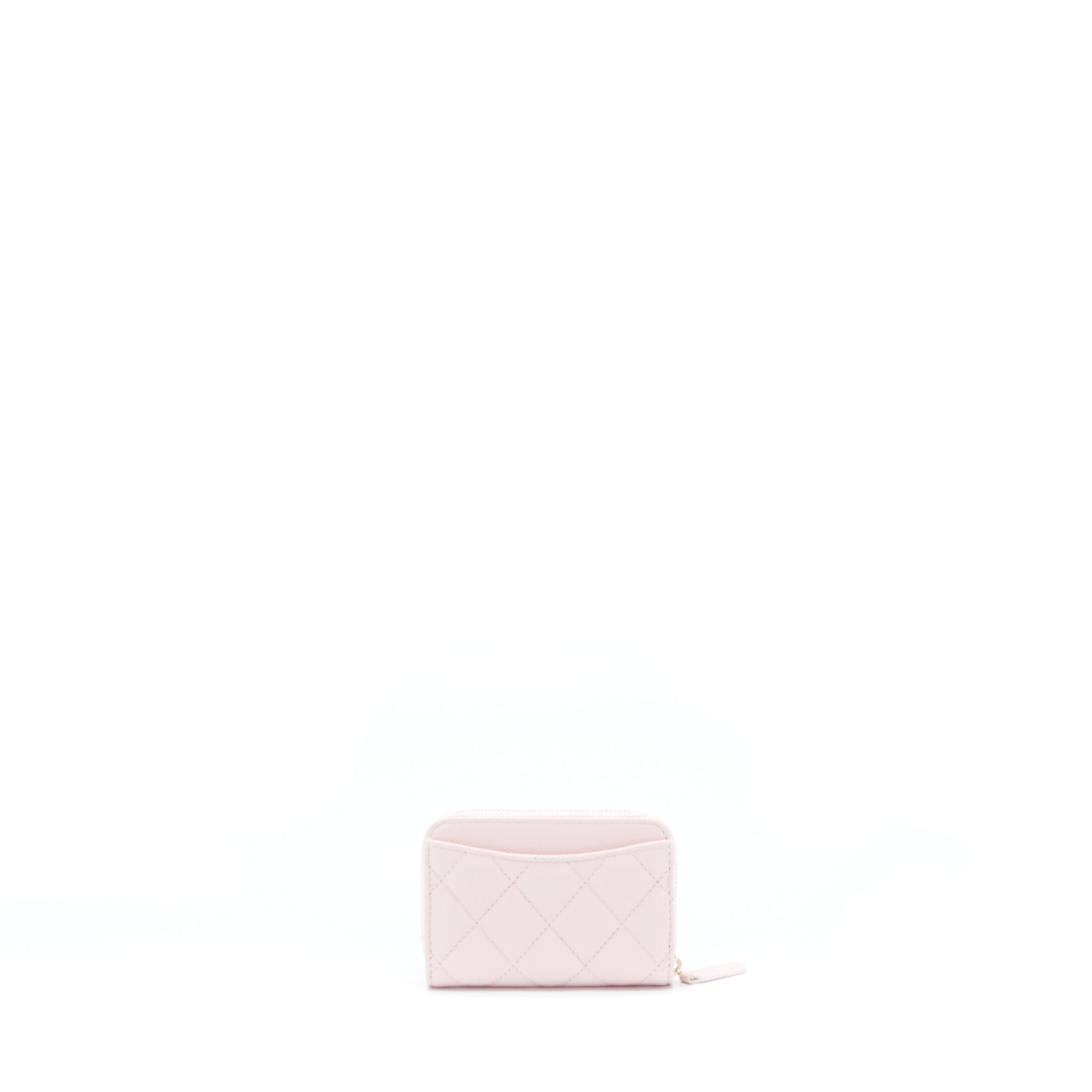 Chanel Zip Card Holder Caviar Light Pink L