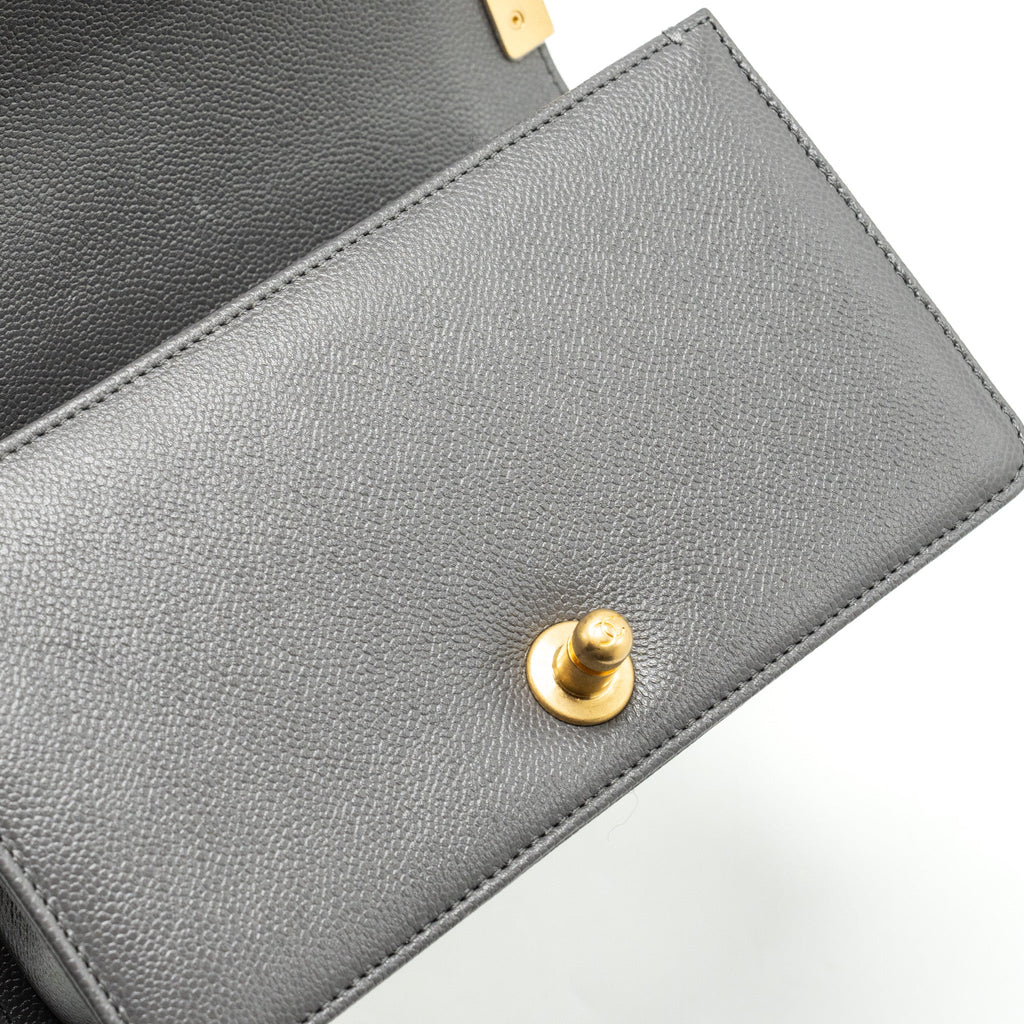 Chanel Small Boy Bag Caviar Dark Grey  (microchip)