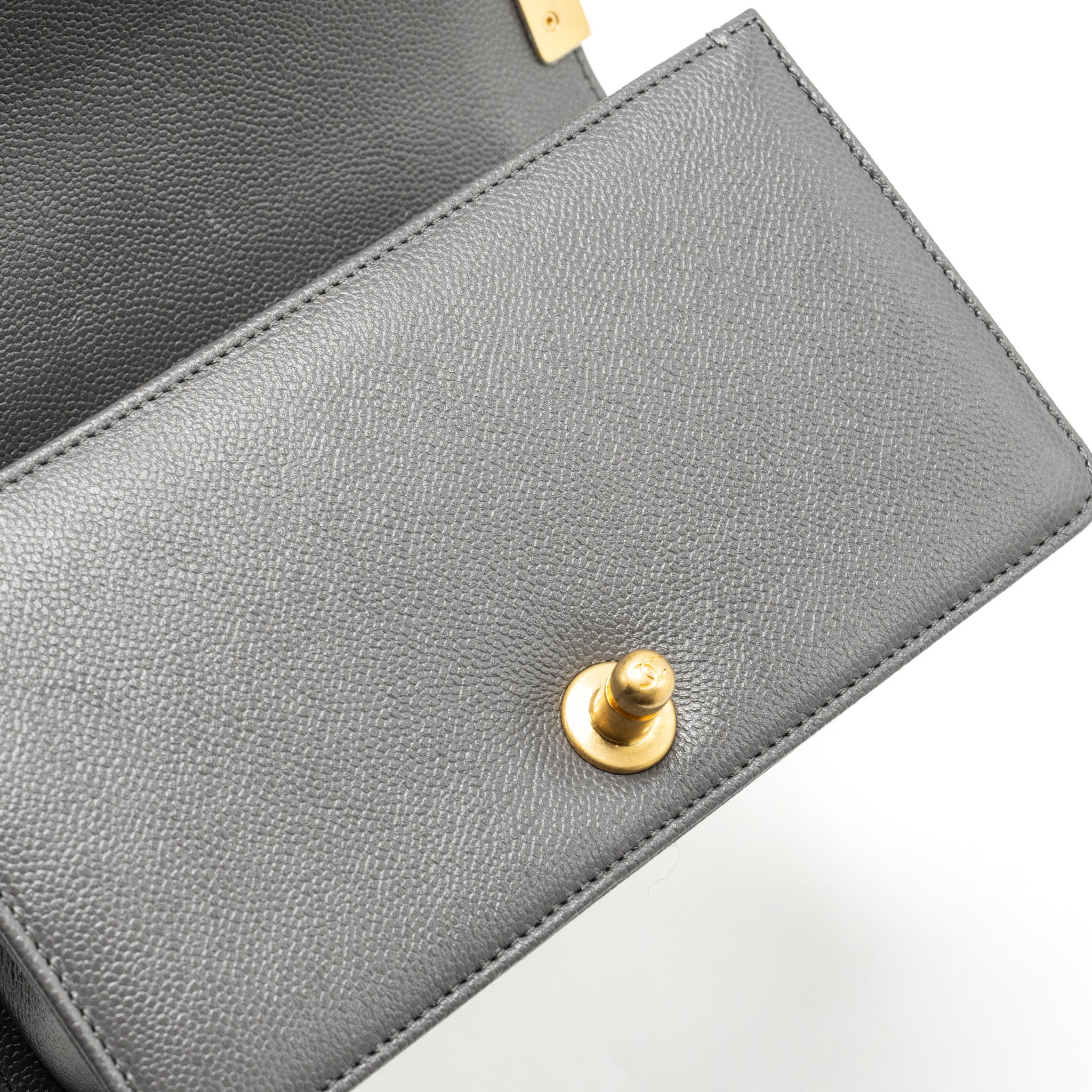 Chanel Small Boy Bag Caviar Dark Grey  (microchip)