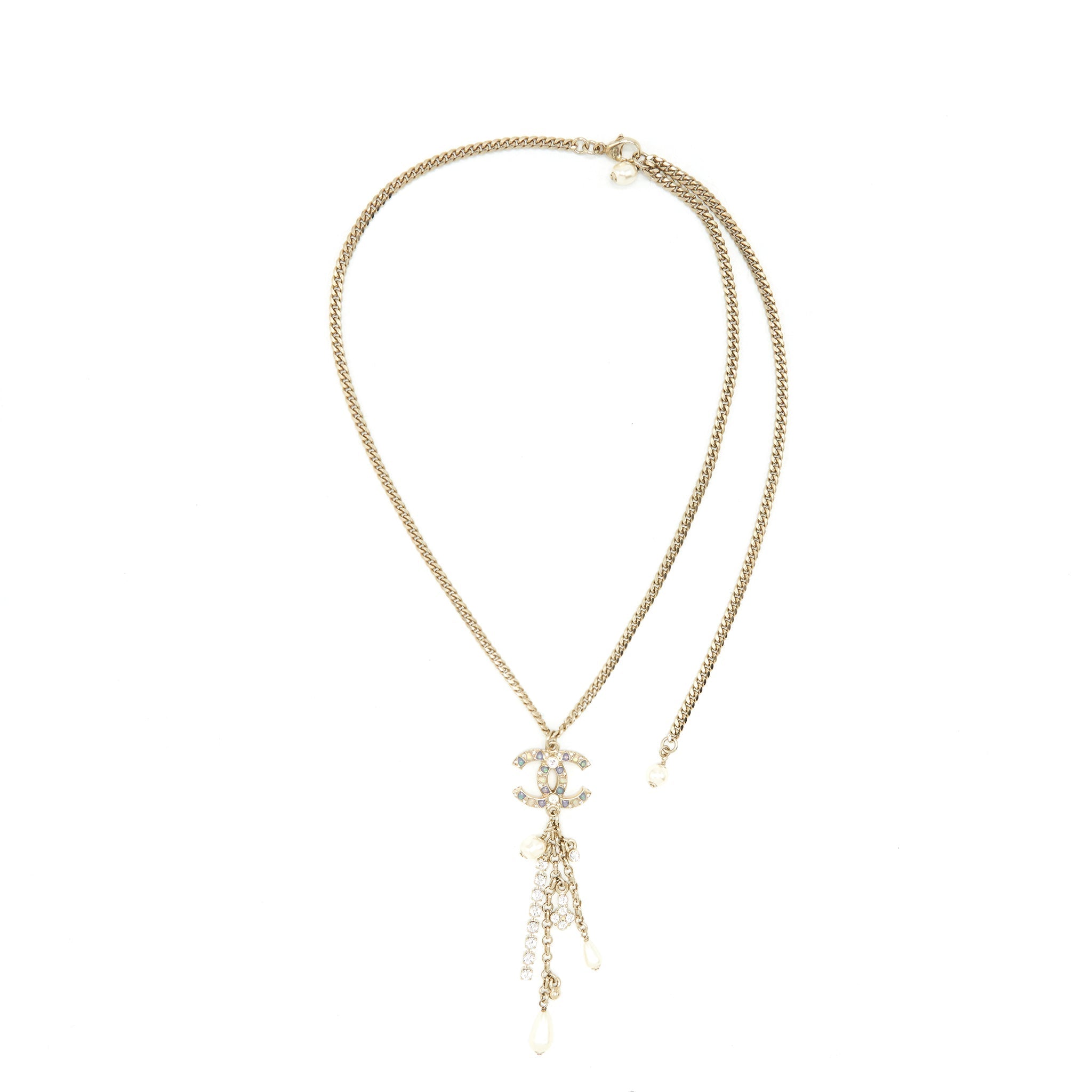 Chanel CC With Crystals Drop Necklace