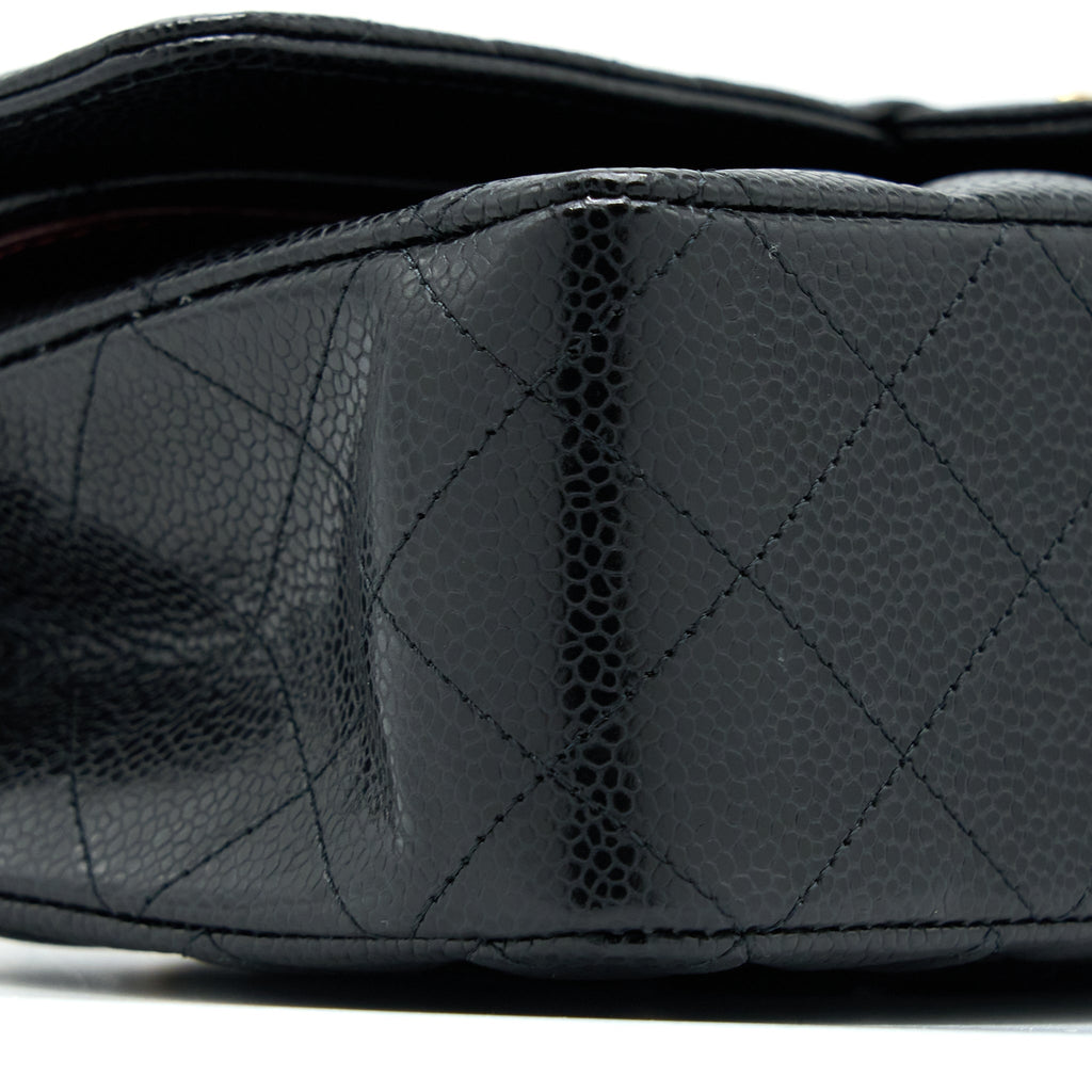 Chanel Medium Classic Double Flap Bag Caviar Black  (Microchip)