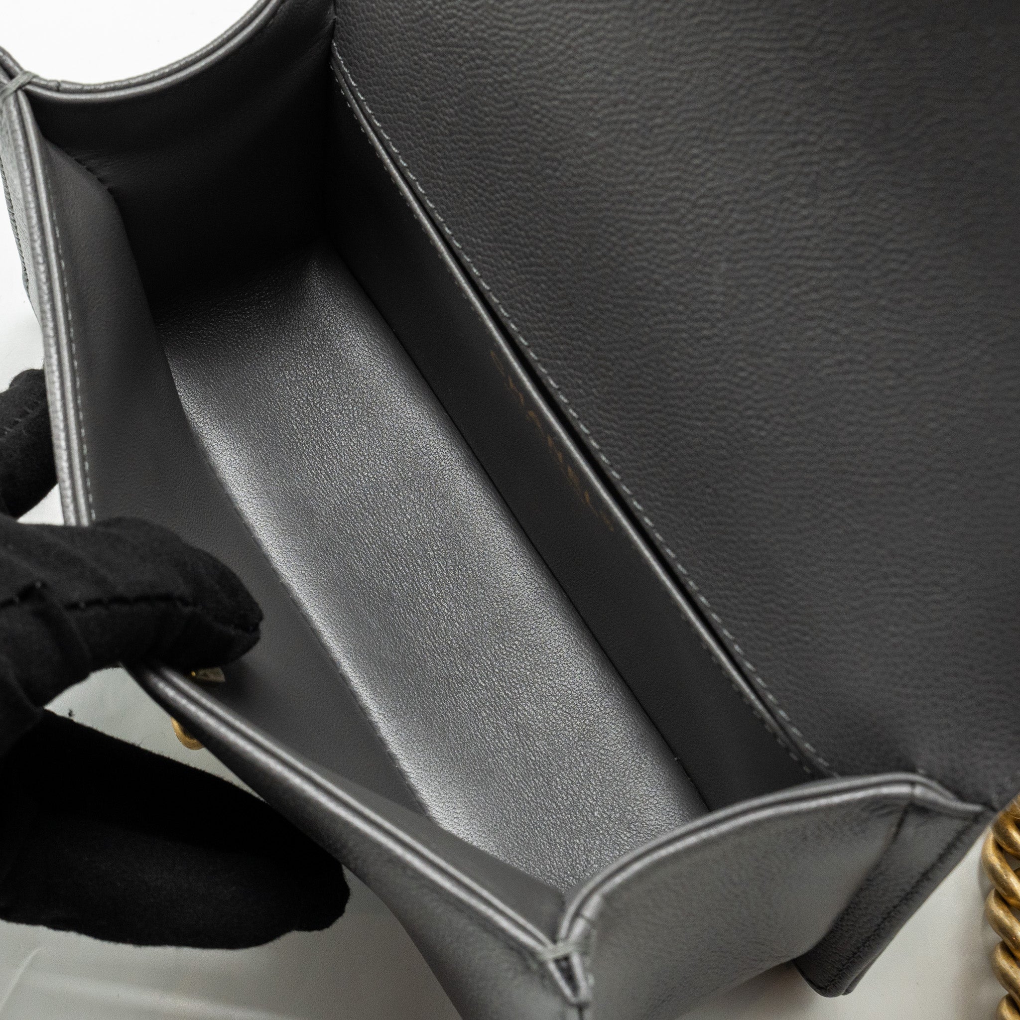 Chanel Small Boy Bag Caviar Dark Grey  (microchip)