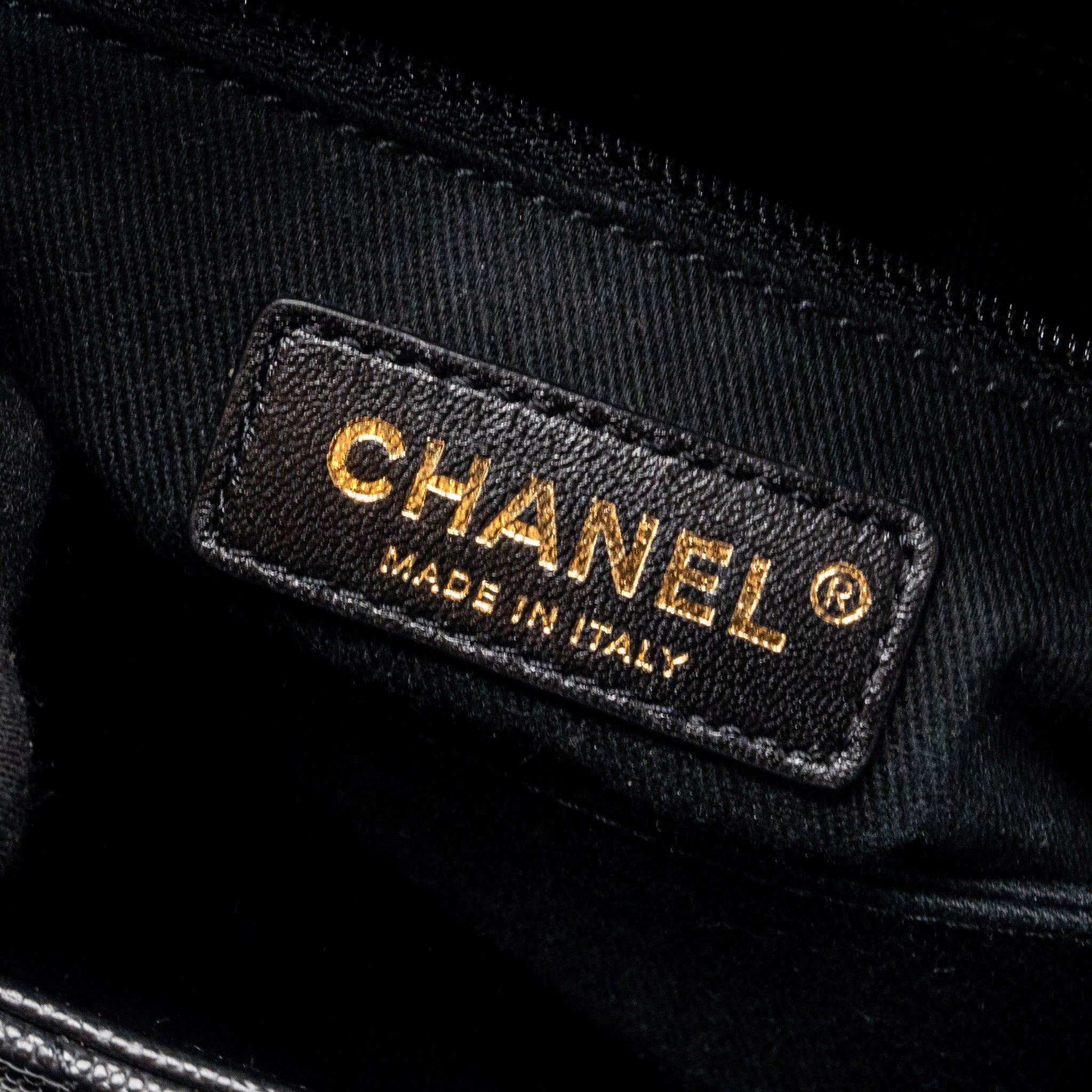 Chanel Small Coco Handle Chevron Caviar with Lizard Embossed Handle Black/ Burgundy