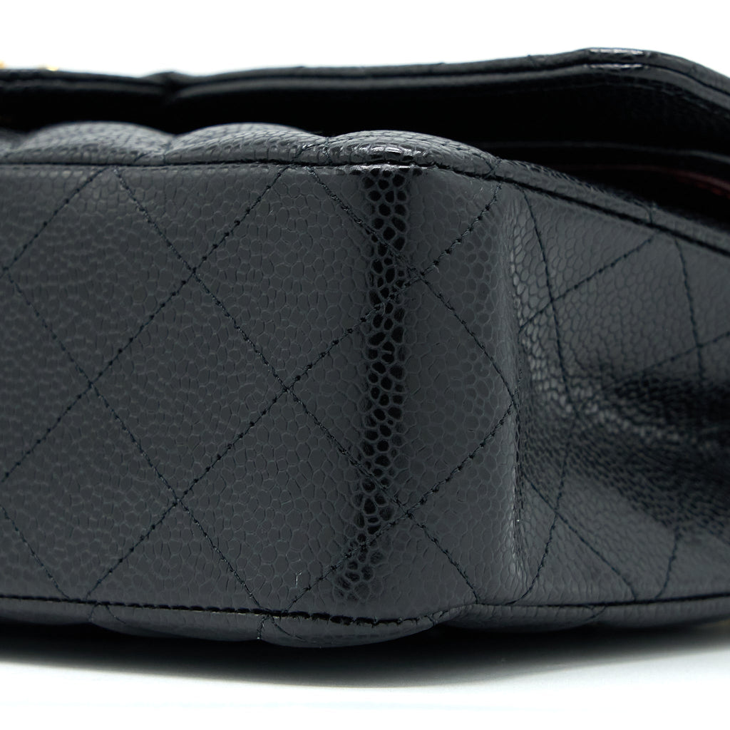 Chanel Medium Classic Double Flap Bag Caviar Black  (Microchip)