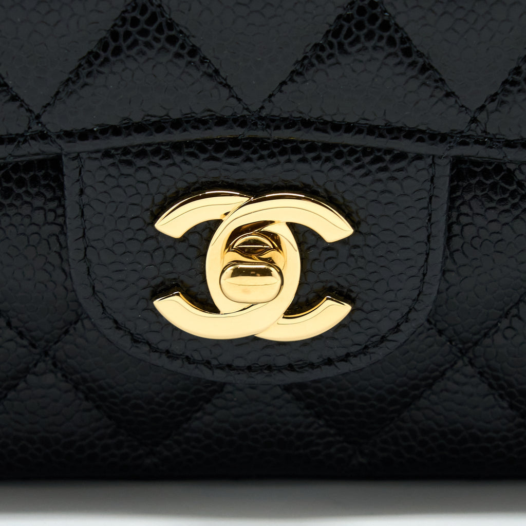 Chanel Medium Classic Double Flap Bag Caviar Black  (Microchip)