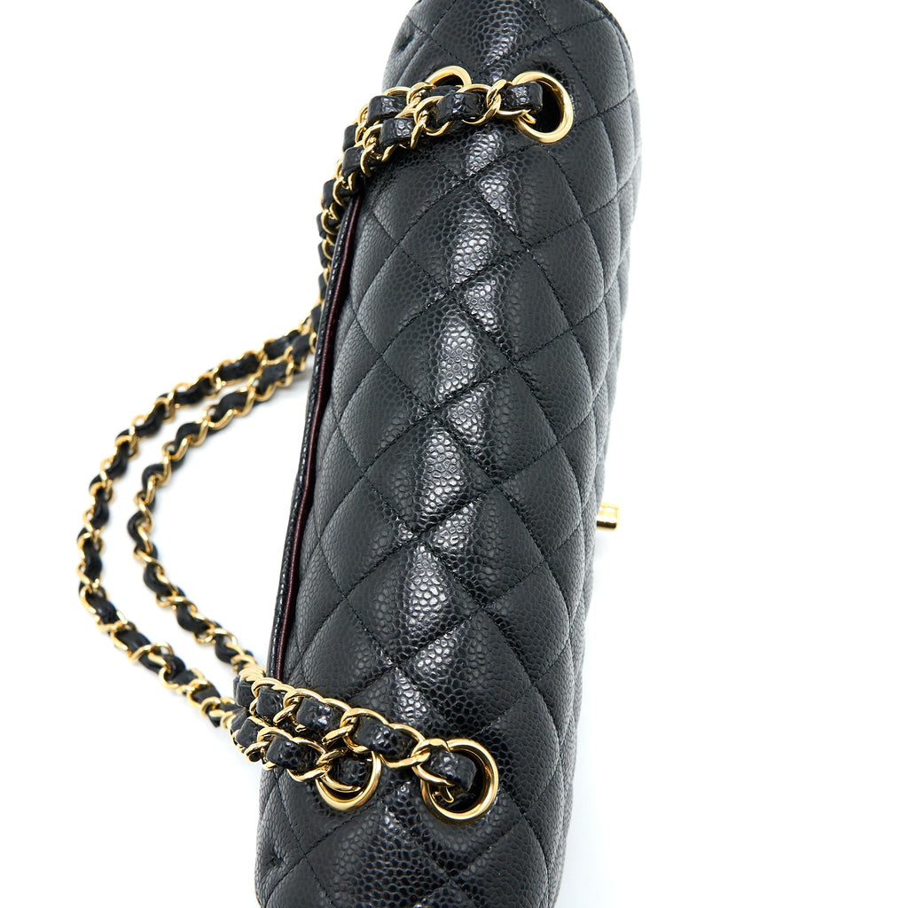 Chanel Medium Classic Double Flap Bag Caviar Black  (Microchip)