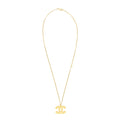 Chanel CC Logo Pendant Necklace Bright Gold Tone