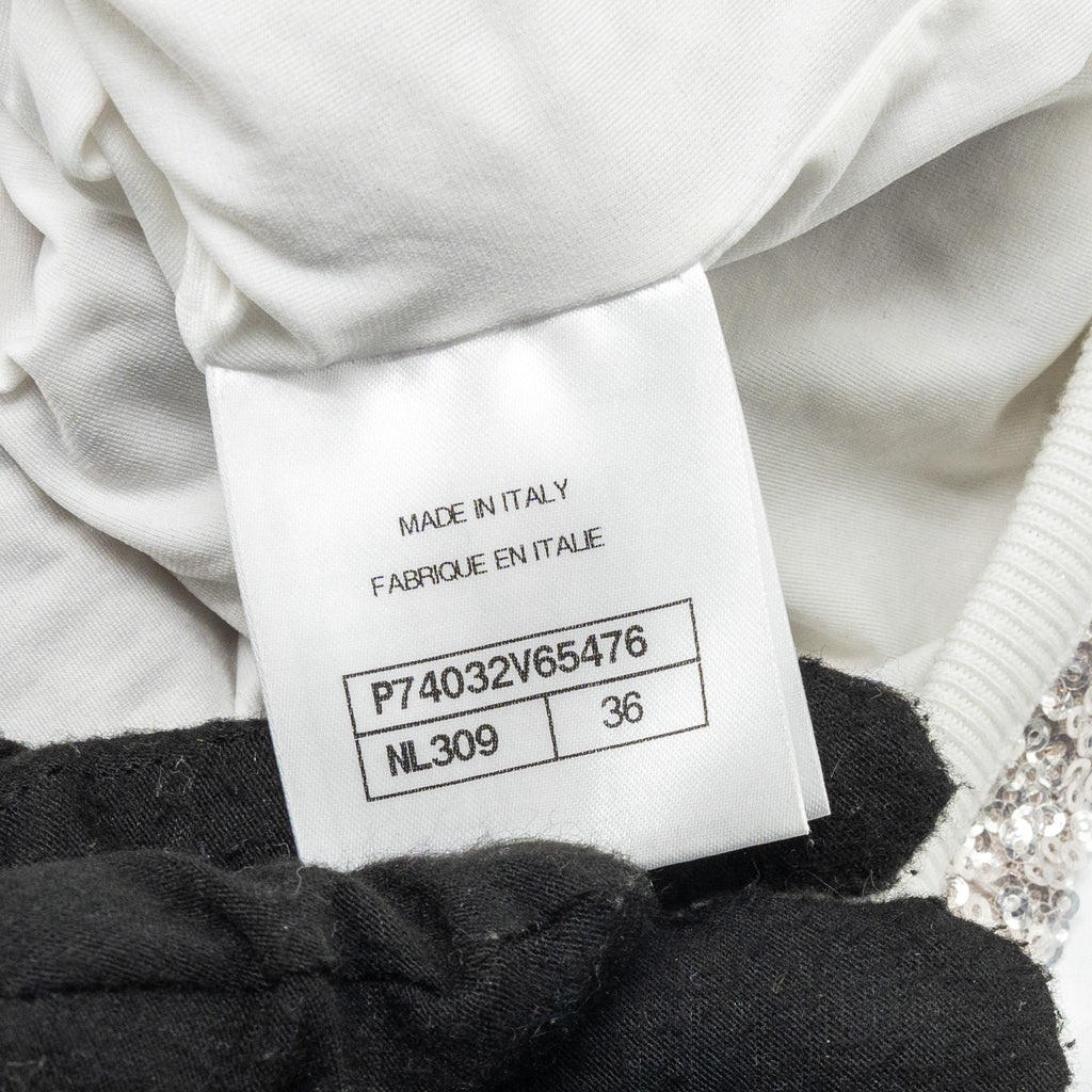 Chanel Size 36 23C Short U-Neck Plain Logo Cropped Tank Polyester/Elastane Silver/White/Black