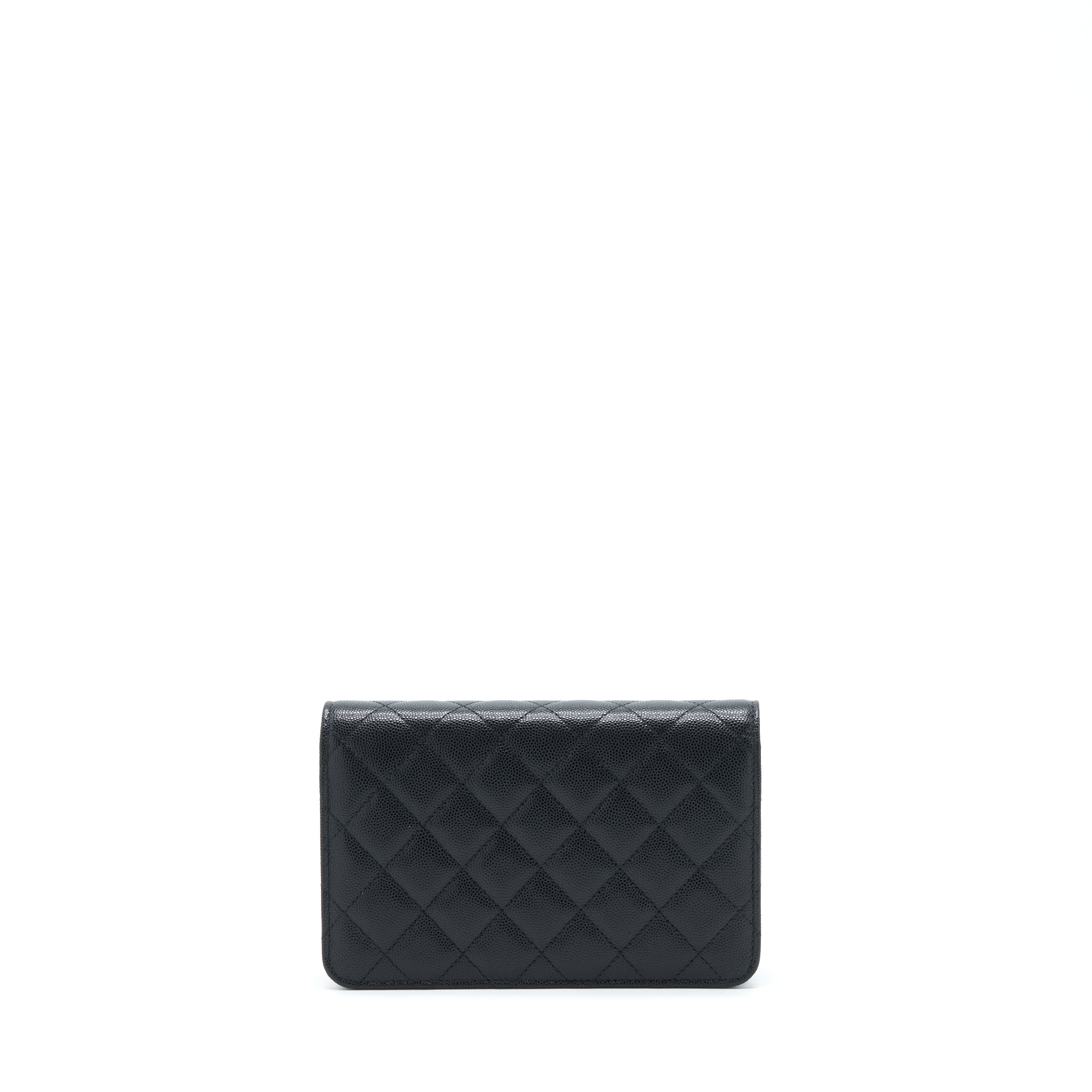 Chanel 22S Detailed CC Logo Wallet On Chain Caviar Black L