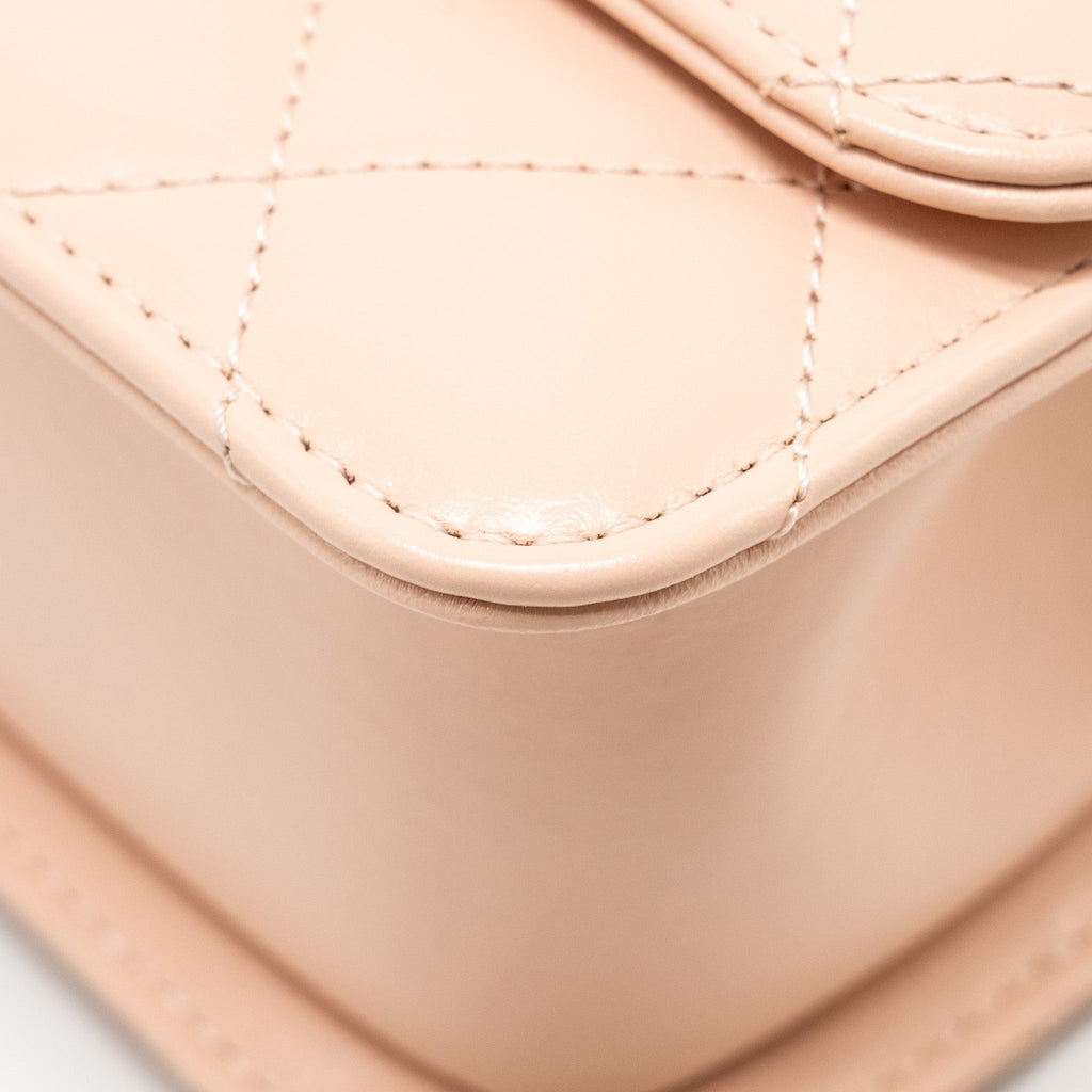 Chanel Gold Crush Mini Flap Bag Calfskin Light Pink  (microchip)