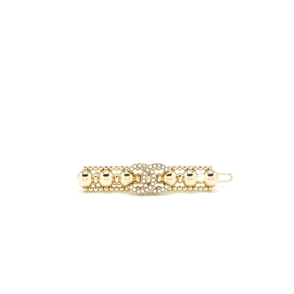 Chanel CC Logo Hair Clip Light Gold Tone