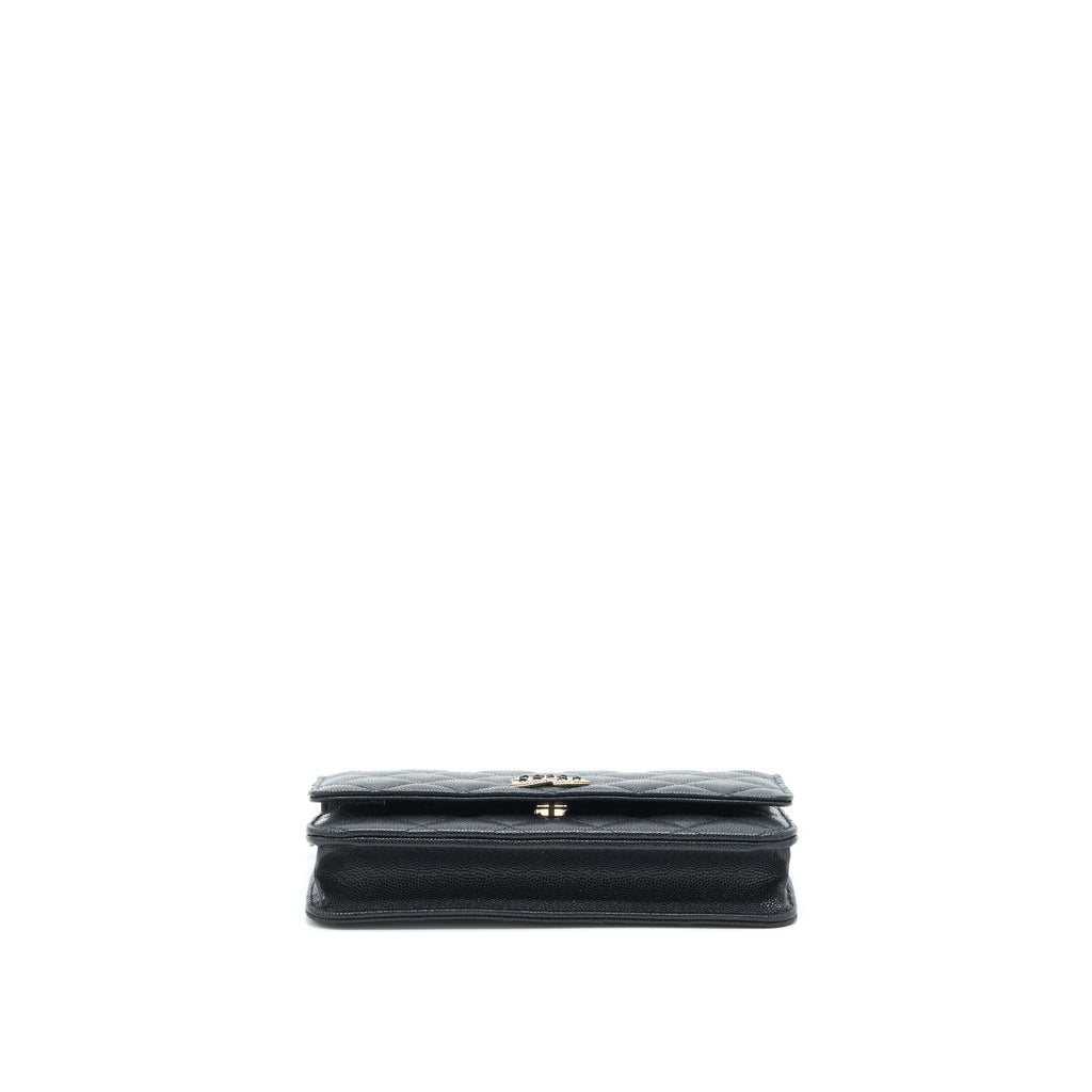 Chanel 22S Detailed CC Logo Wallet On Chain Caviar Black L