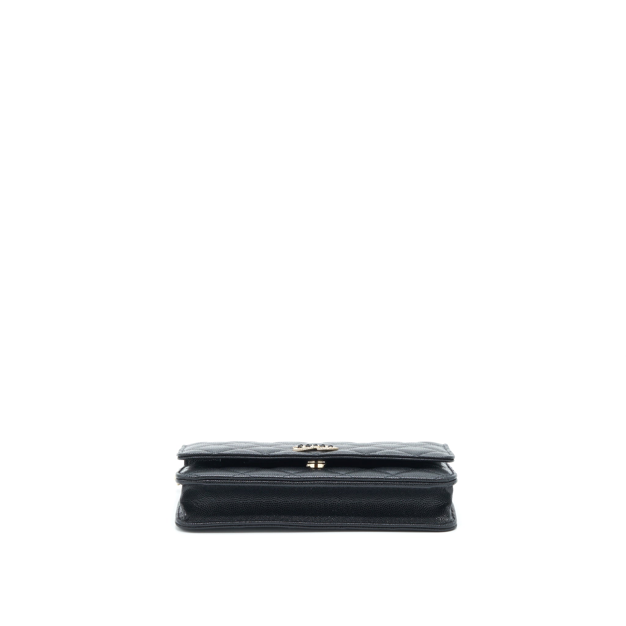 Chanel 22S Detailed CC Logo Wallet On Chain Caviar Black L