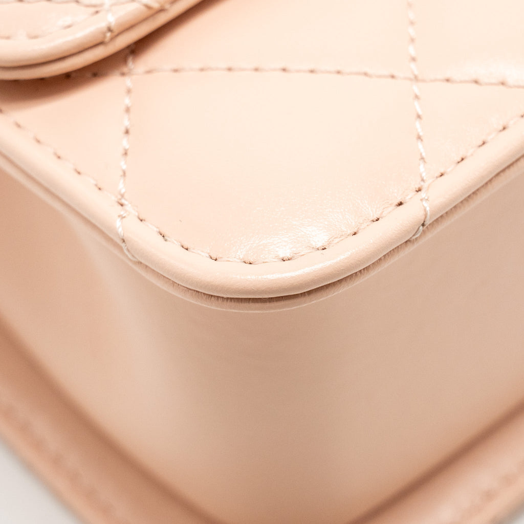 Chanel Gold Crush Mini Flap Bag Calfskin Light Pink  (microchip)