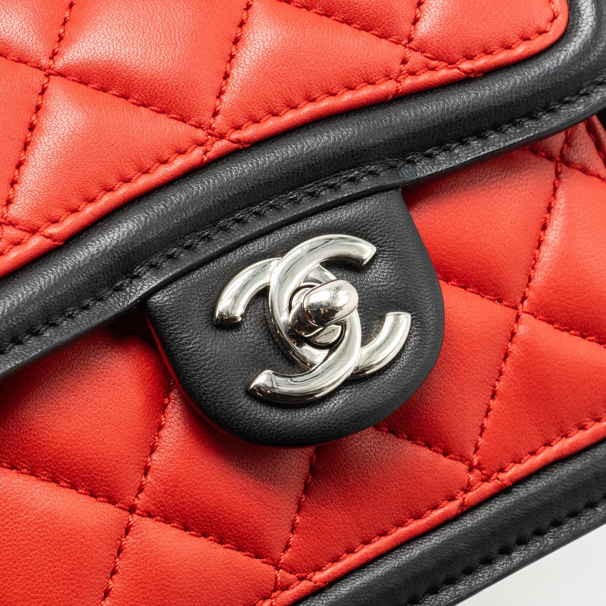 Chanel Tricolor Mini Graphic Flap Bag Lambskin Red/Black/White
