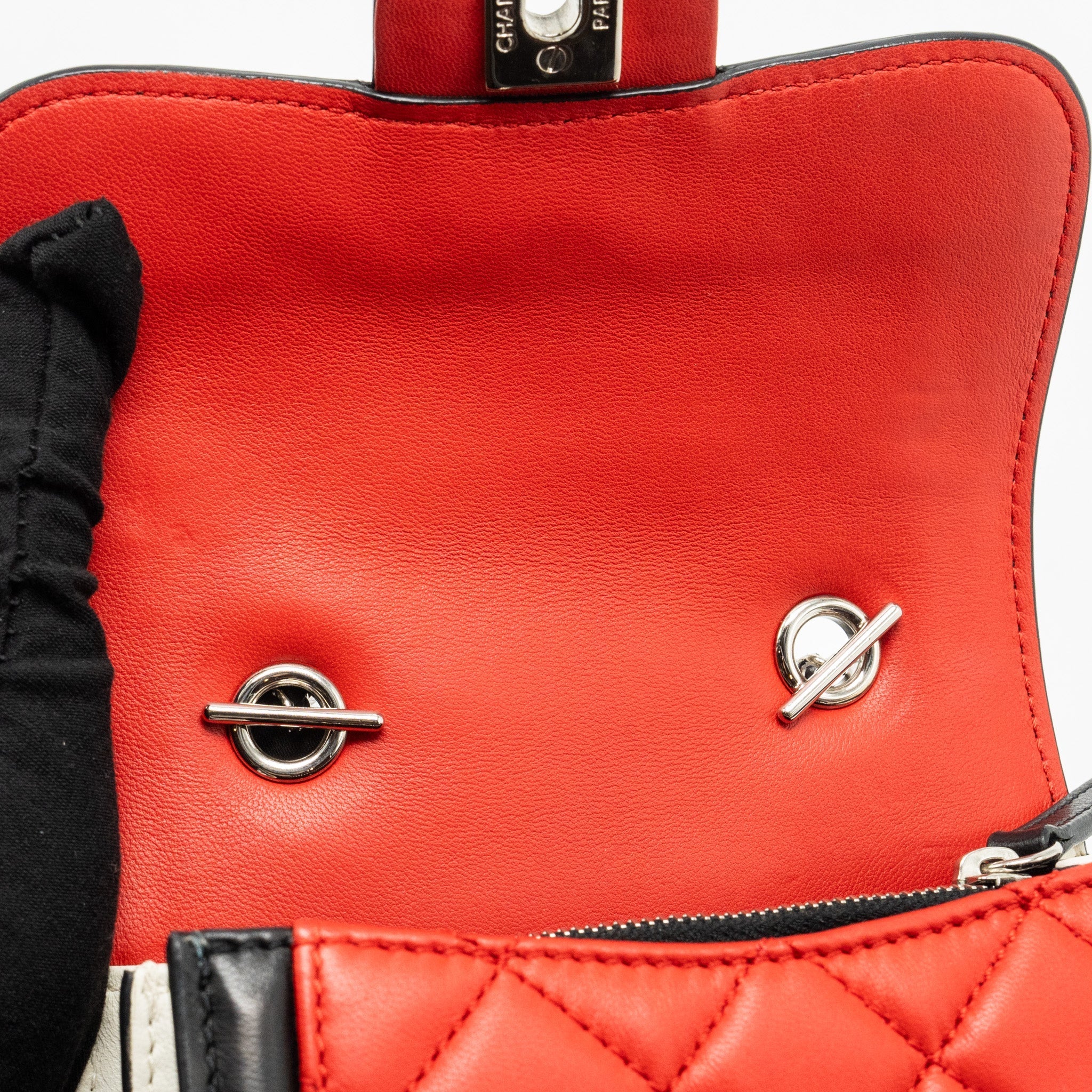 Chanel Tricolor Mini Graphic Flap Bag Lambskin Red/Black/White