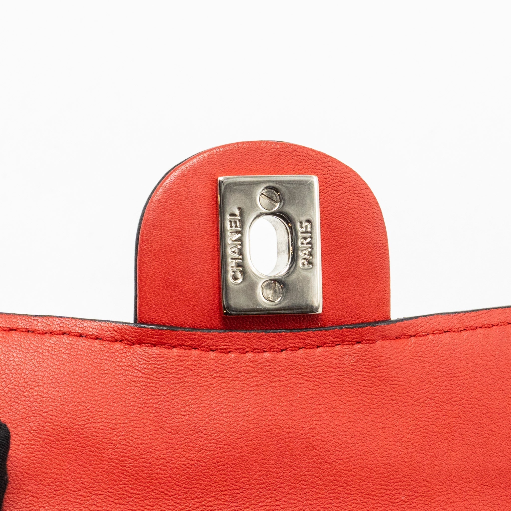 Chanel Tricolor Mini Graphic Flap Bag Lambskin Red/Black/White