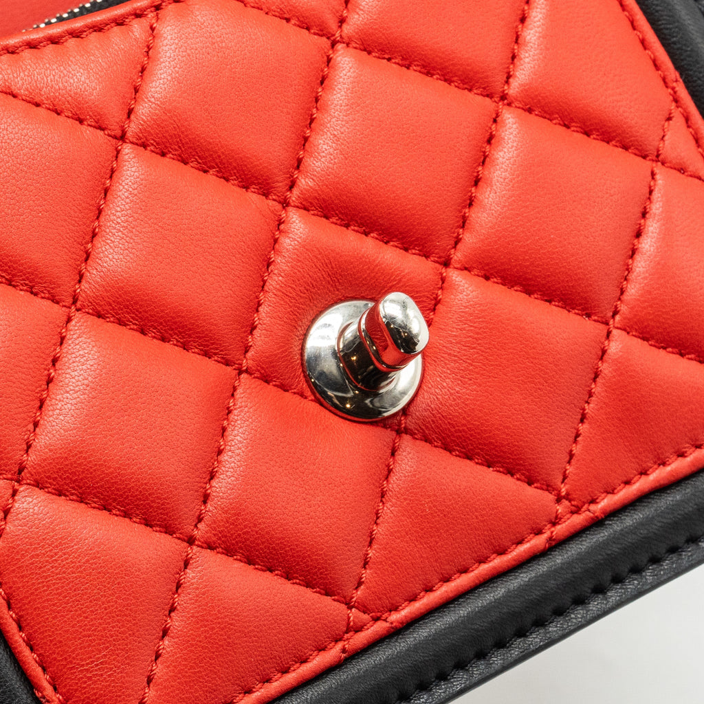 Chanel Tricolor Mini Graphic Flap Bag Lambskin Red/Black/White