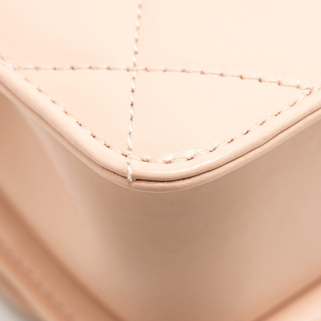 Chanel Gold Crush Mini Flap Bag Calfskin Light Pink  (microchip)