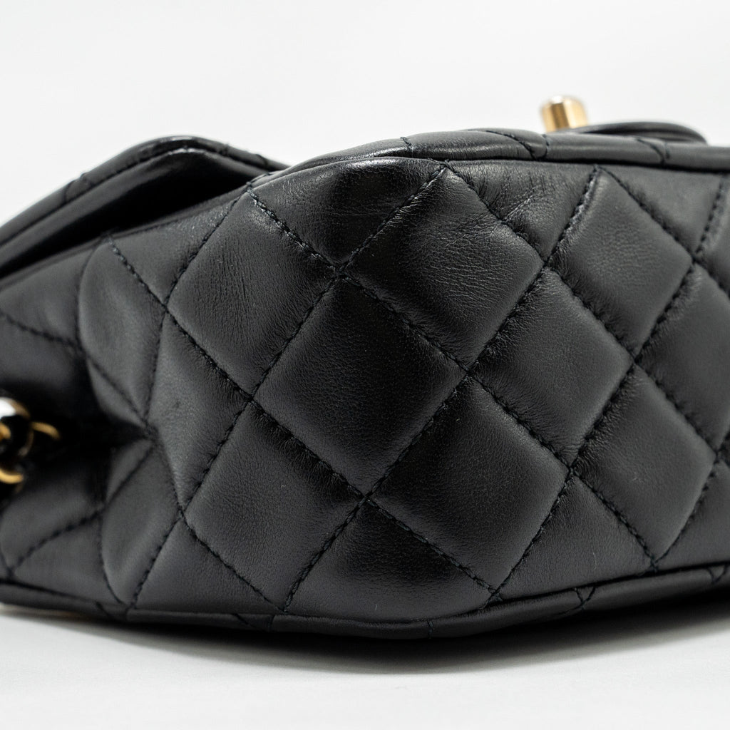 Chanel Pearl Crush Mini Square Flap Bag Lambskin Black