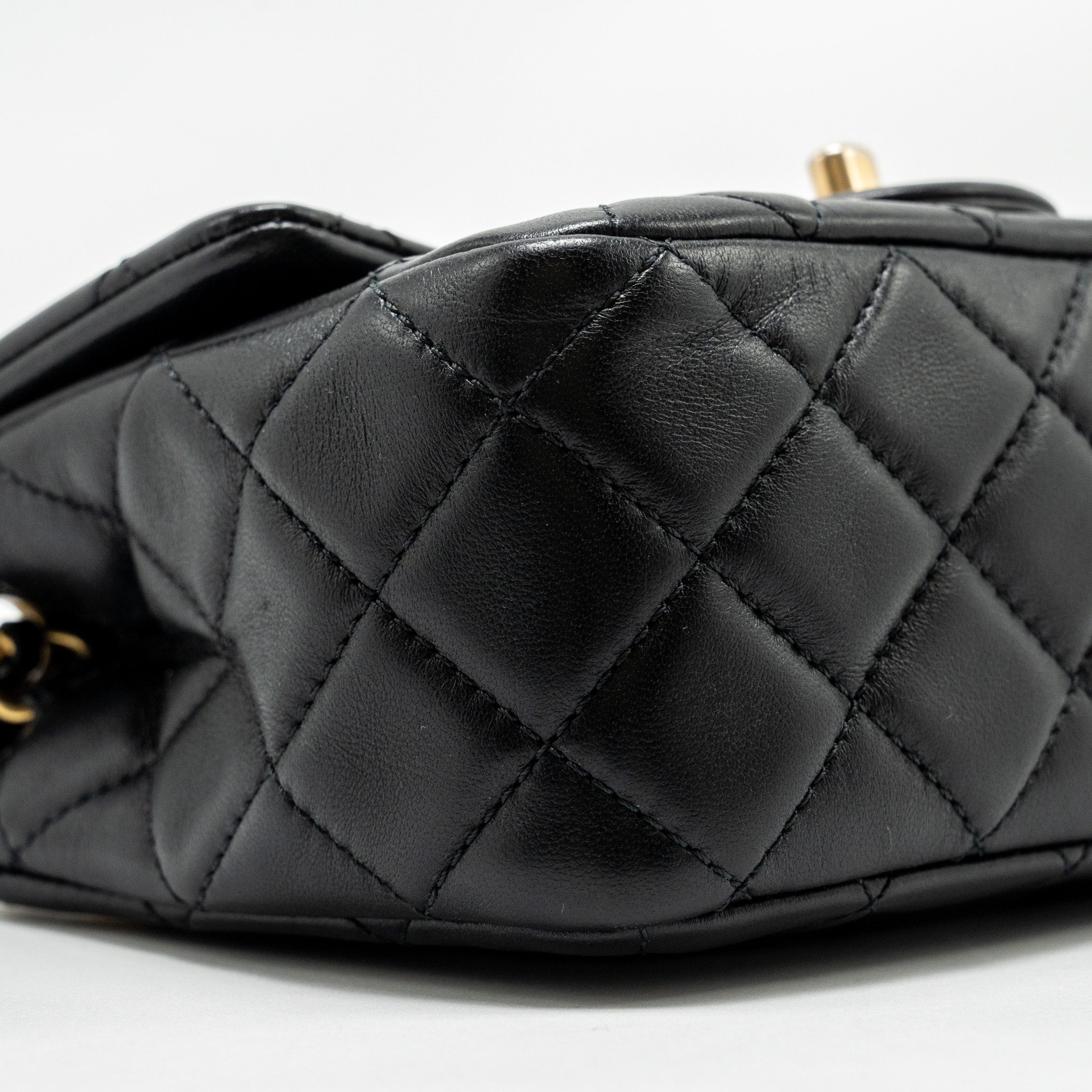 Chanel Pearl Crush Mini Square Flap Bag Lambskin Black